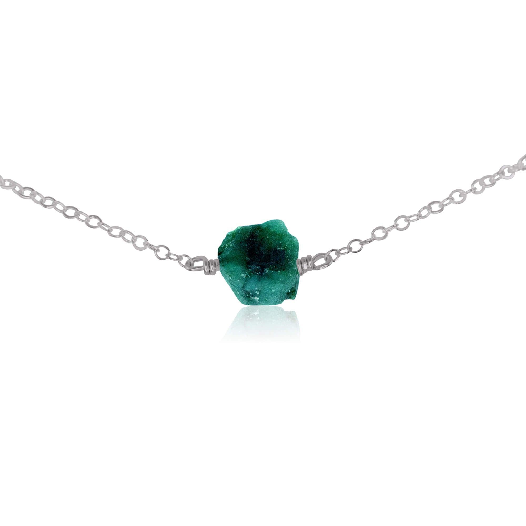 Natural Raw Emerald Crystal Nugget Choker Necklace - Handmade Boho Jewelry for Women, Spiritual Healing & Everyday Fashion Accessory