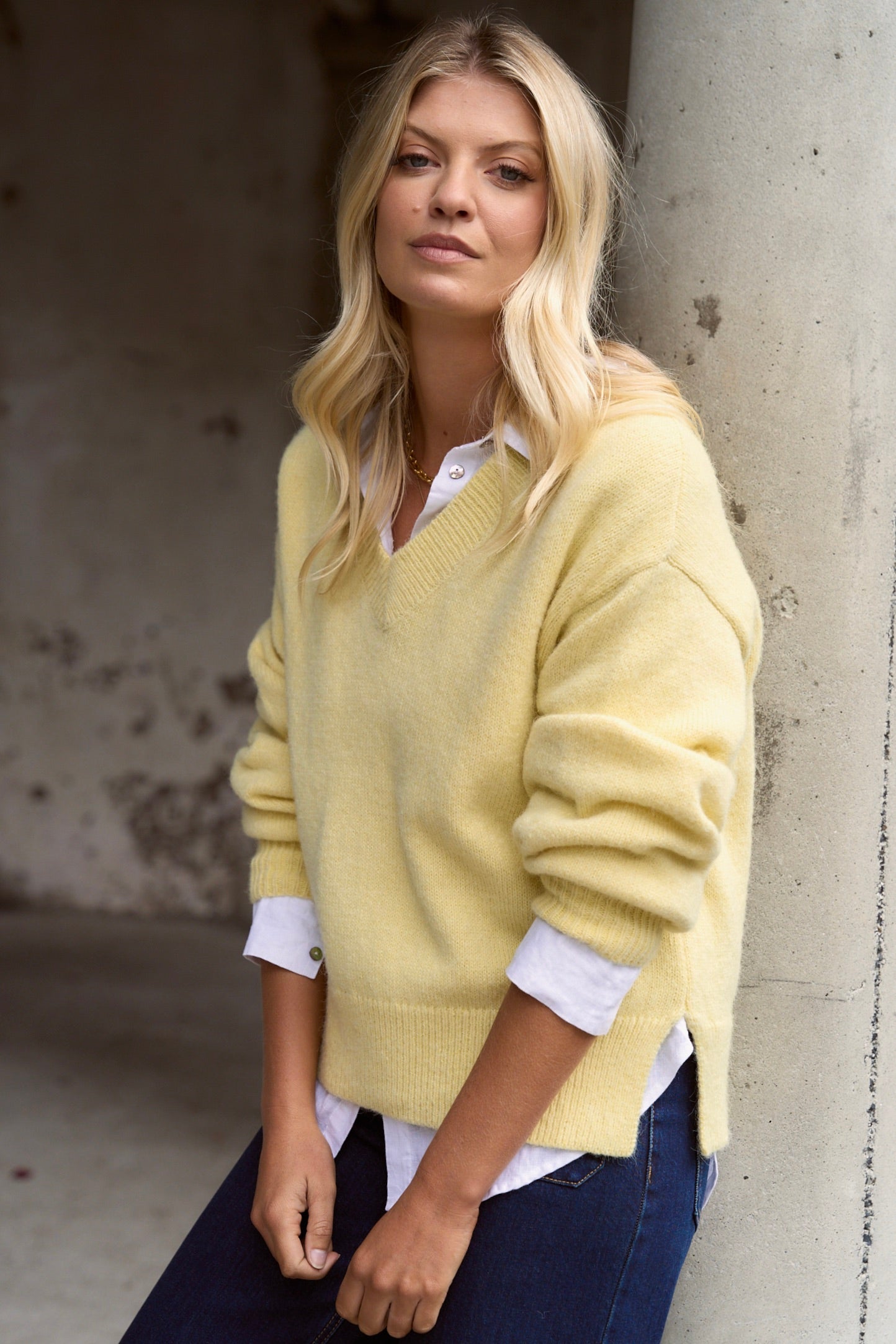 Harvest Butter V Neck Knit Jumper Women's Soft Casual Sweater for Fall & Winter | Cozy Pullover for Office, Date Night & Weekend Outfits