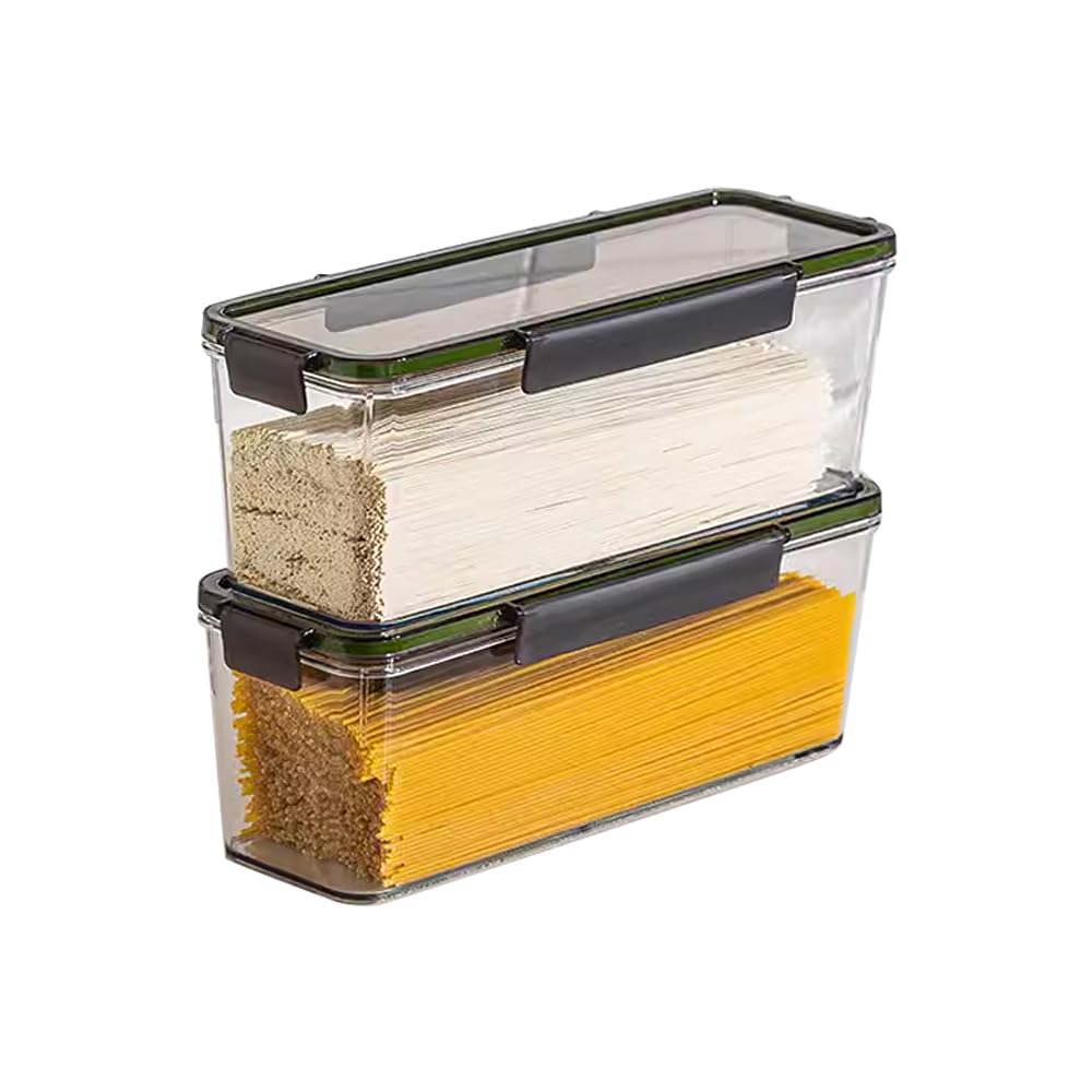 VANDHOME 2-Pack 2.25L Airtight Plastic Pasta Storage Containers with Lids - BPA Free Food Organizer for Spaghetti, Cereal & Pantry Organization | Perfect for Kitchen Storage, Meal Prep & Bulk Food Dispensing