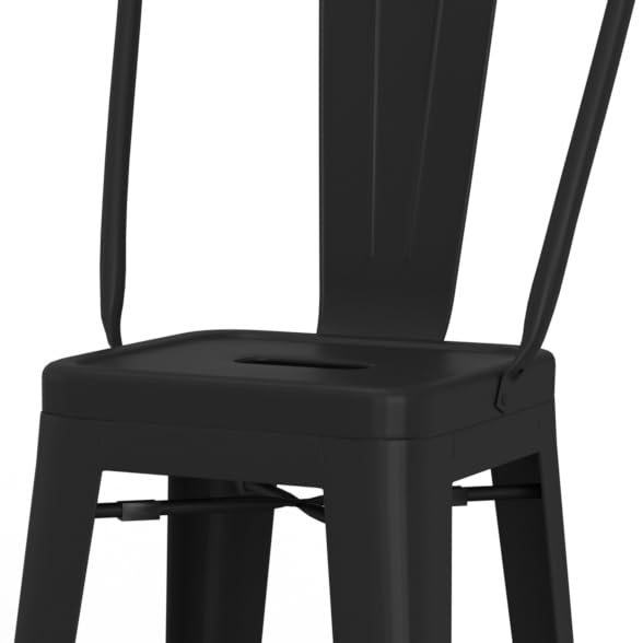 SIMPLIHOME Fletcher Industrial 30 Inch Metal Bar Stool Set of 2 - Black Counter Height Stools for Kitchen Island, Dining Room & Home Bar - Heavy Duty Steel Frame with Comfortable Back Support