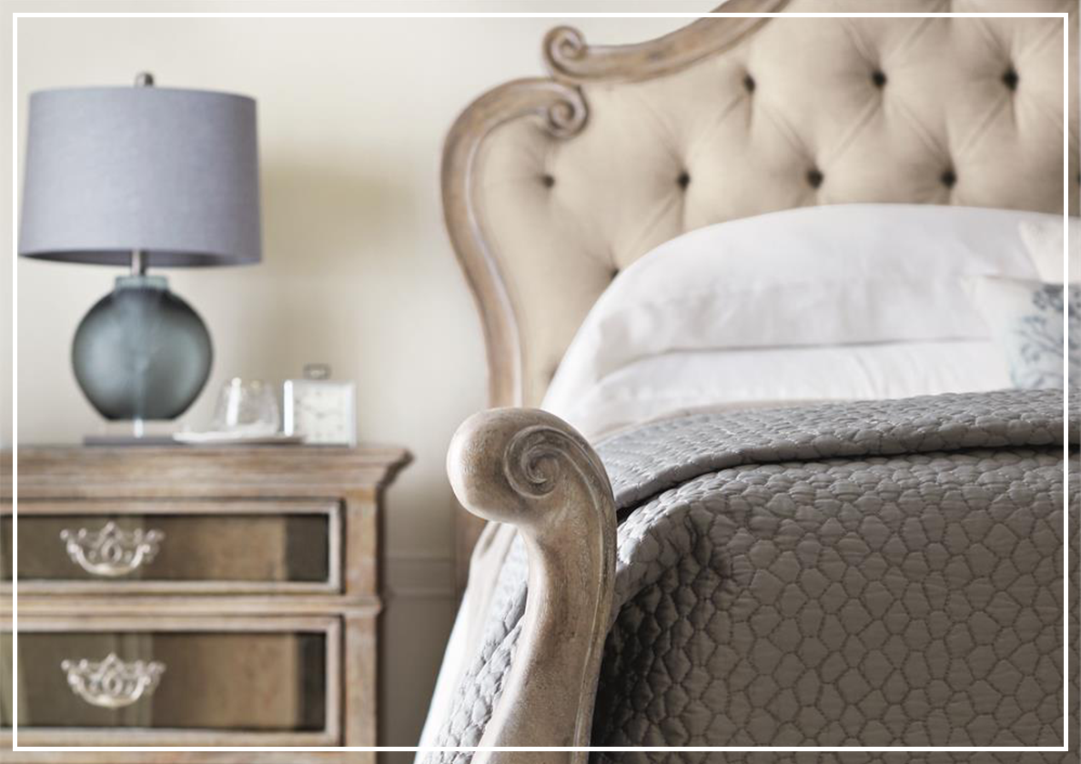 Bernhardt Campania Fabric Tufted Panel King Size Bed in Soft Beige - Luxurious Upholstered Bedroom Furniture for Master Suite & Guest Room Decor
