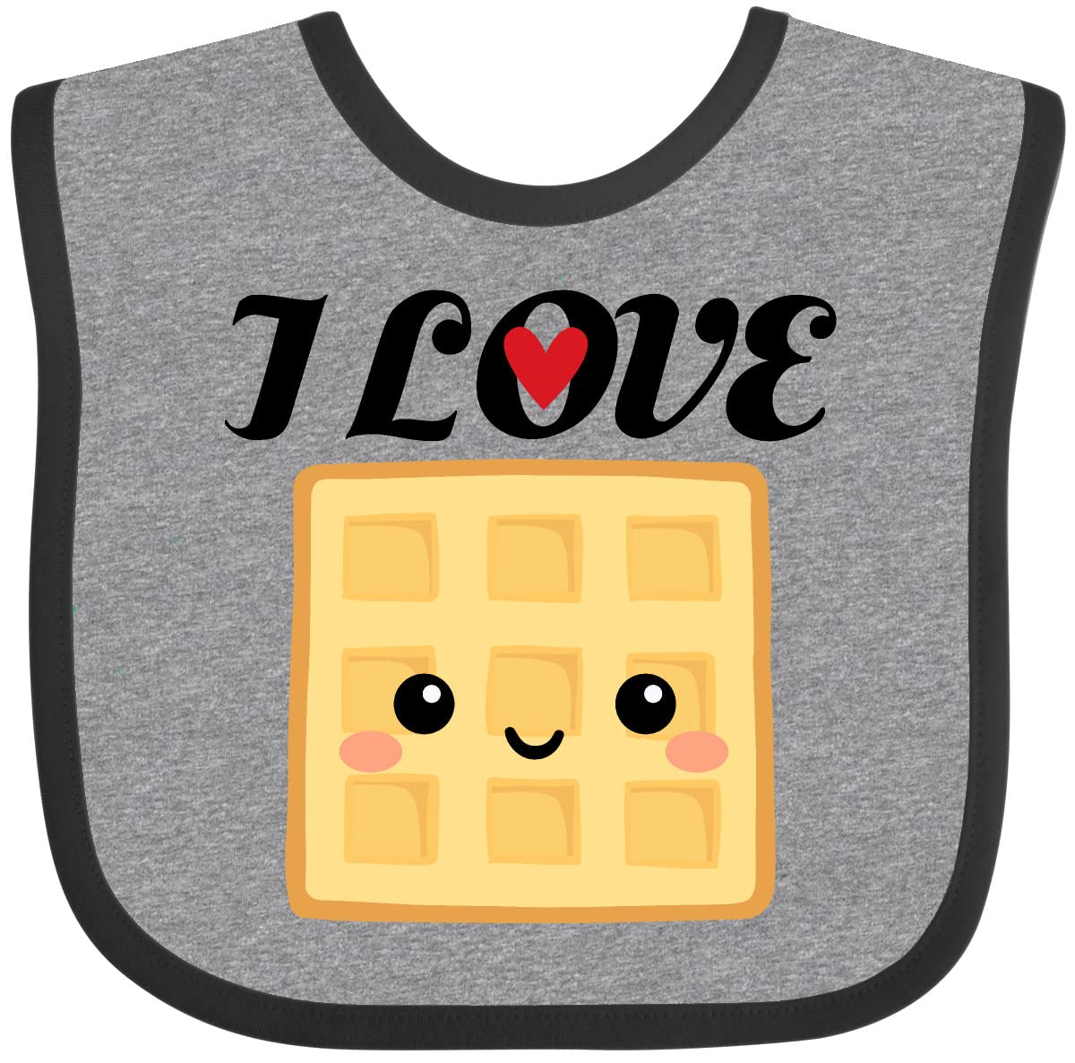 Inktastic Waffle Lover I Love Waffles Baby Bib - Adorable & Absorbent Infant Feeding Bib for Breakfast, Brunch & Family Meals - Perfect Baby Shower Gift