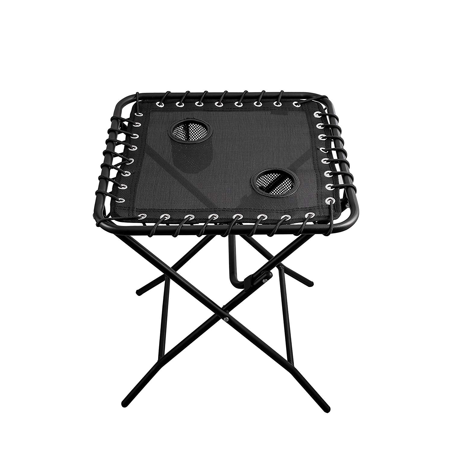 Heavy Duty Outdoor Folding Side Table with Cup Holders - Portable Patio Coffee Table for Picnic, Camping, Beach & Backyard Use