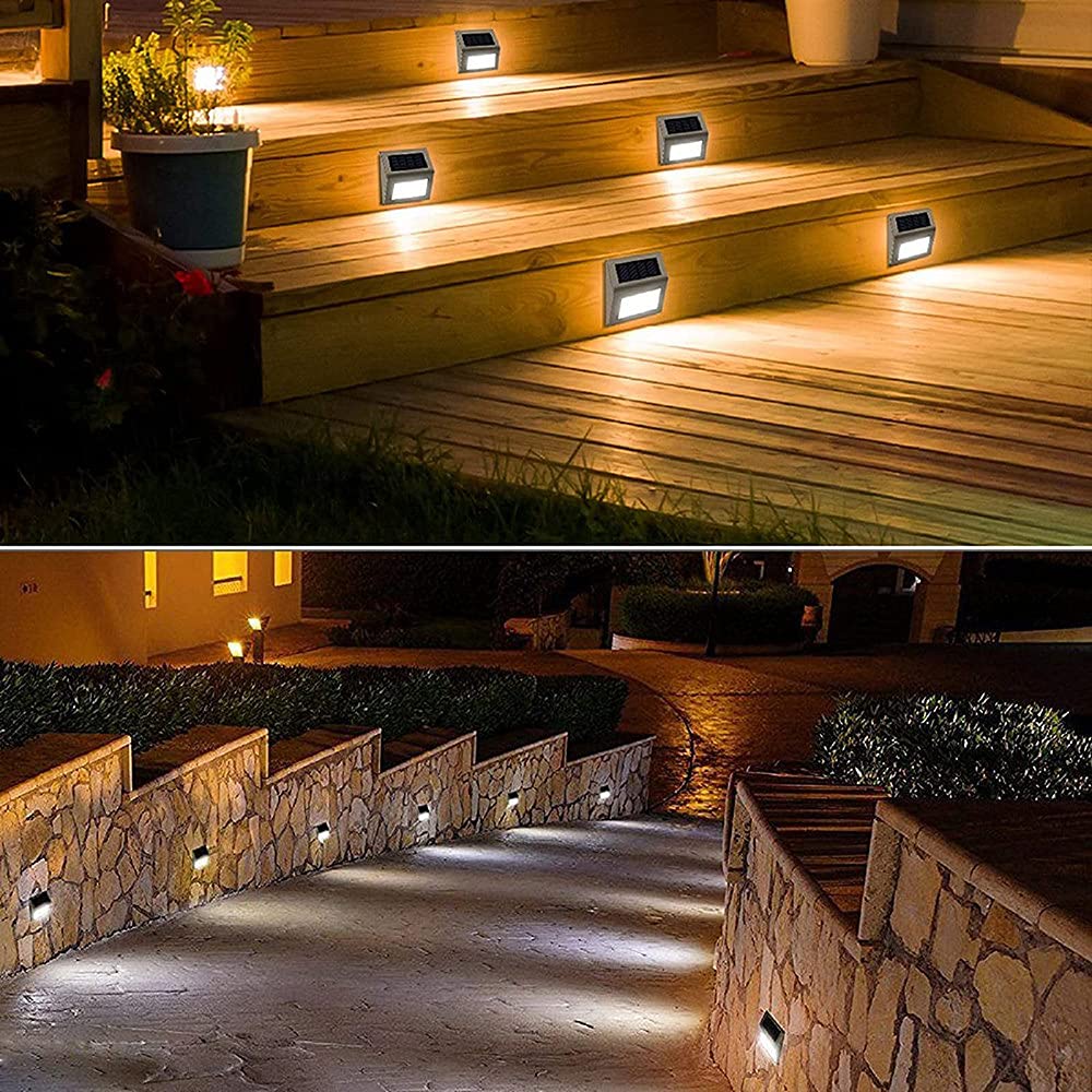 8 Pack Solar Powered Outdoor Fence Lights - Stainless Steel Waterproof LED Deck Lighting for Steps, Stairs, Paths & Gardens | Weatherproof Solar Wall & Step Lights (12 Pack) | Perfect for Backyard, Patio, Walkway & Landscape Lighting