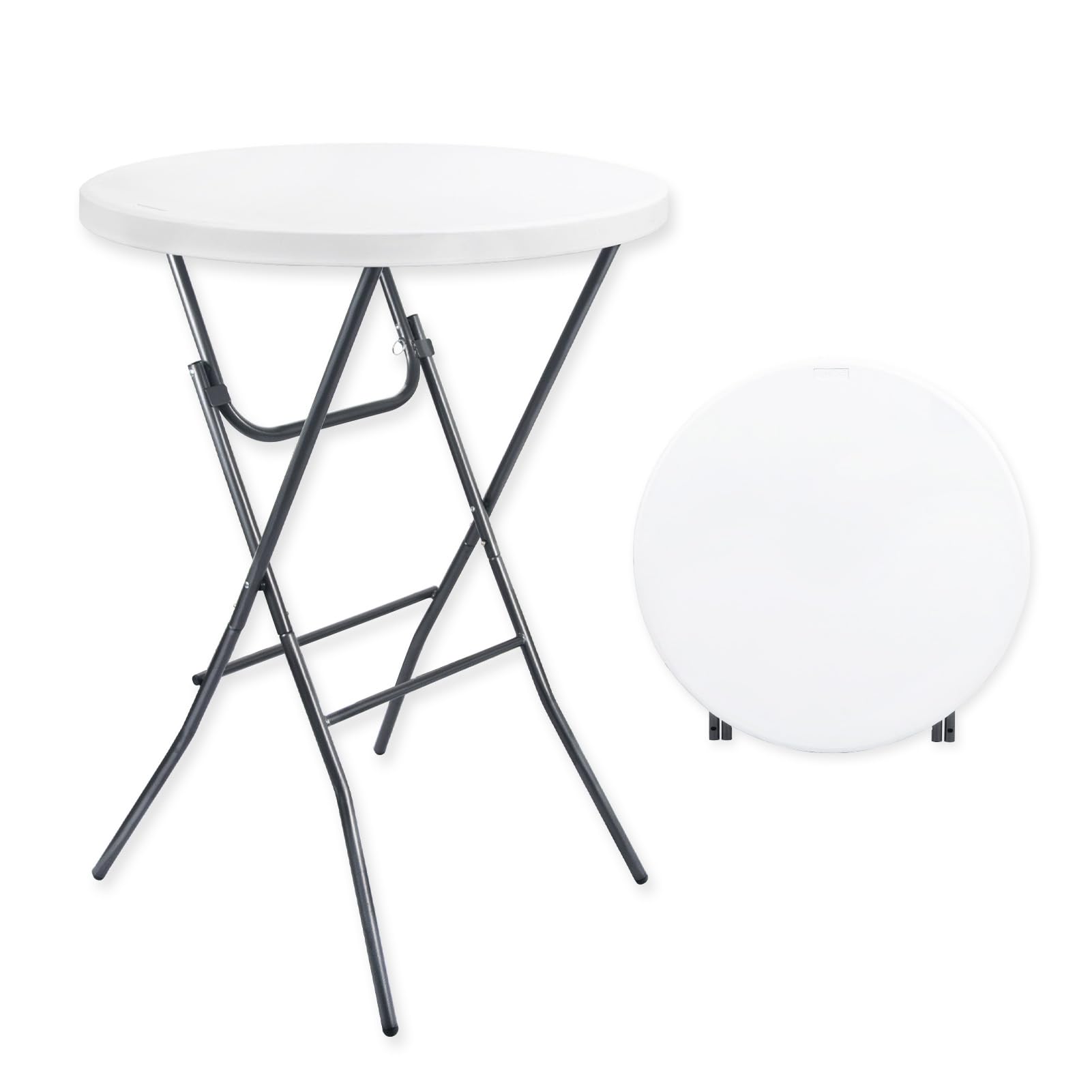 32in Folding Cocktail Table - Granite White Bar Height Pub Table for Parties, Weddings, Banquets & Events | Perfect for Indoor/Outdoor Gatherings, Home Bars & Restaurant Use