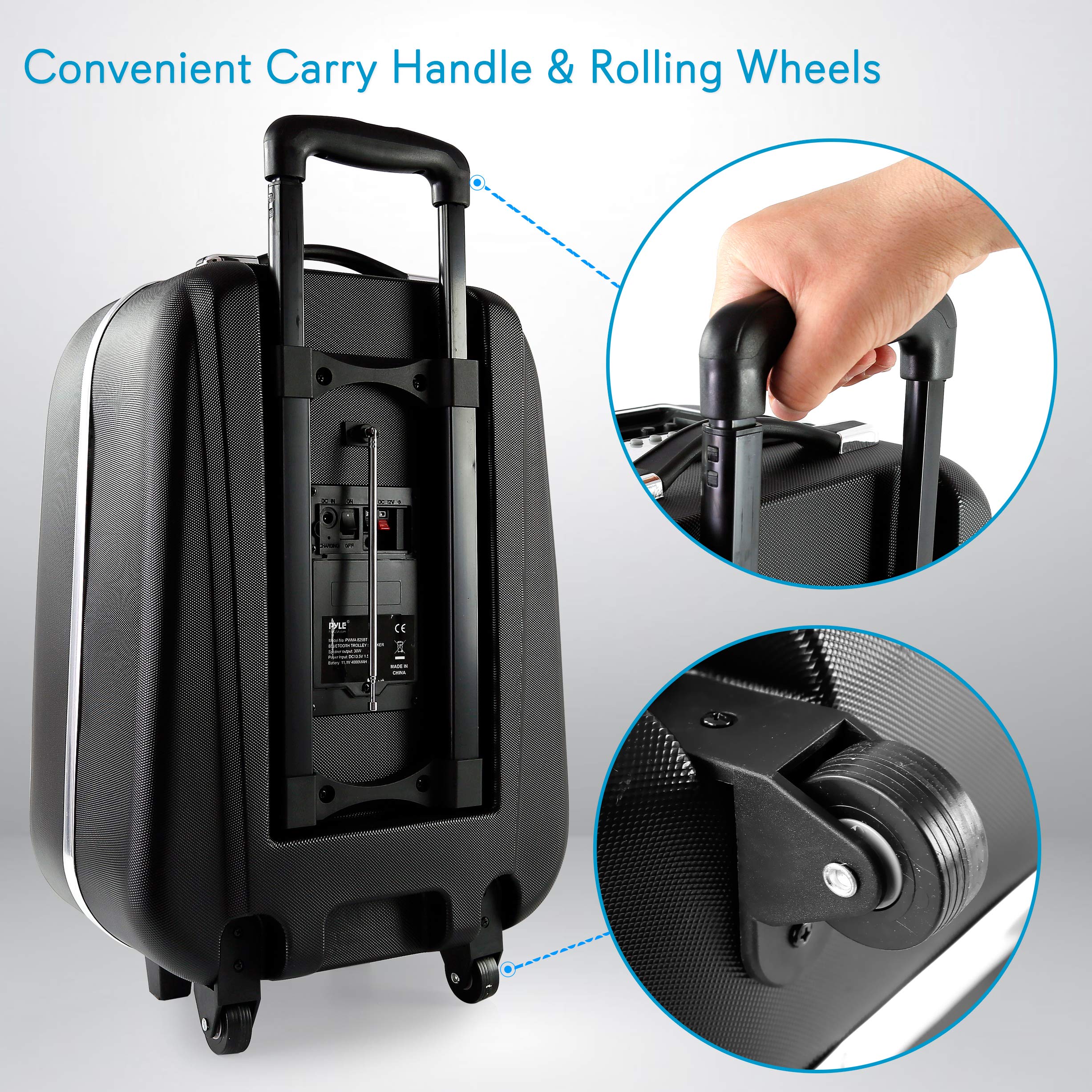 Pyle Wireless Portable PA Speaker System - 400W Rechargeable Bluetooth Speaker with Microphone, MP3/USB/SD/FM/AUX - Perfect for Outdoor DJ Parties, Events, Camping & Home Use - PWMA825BT