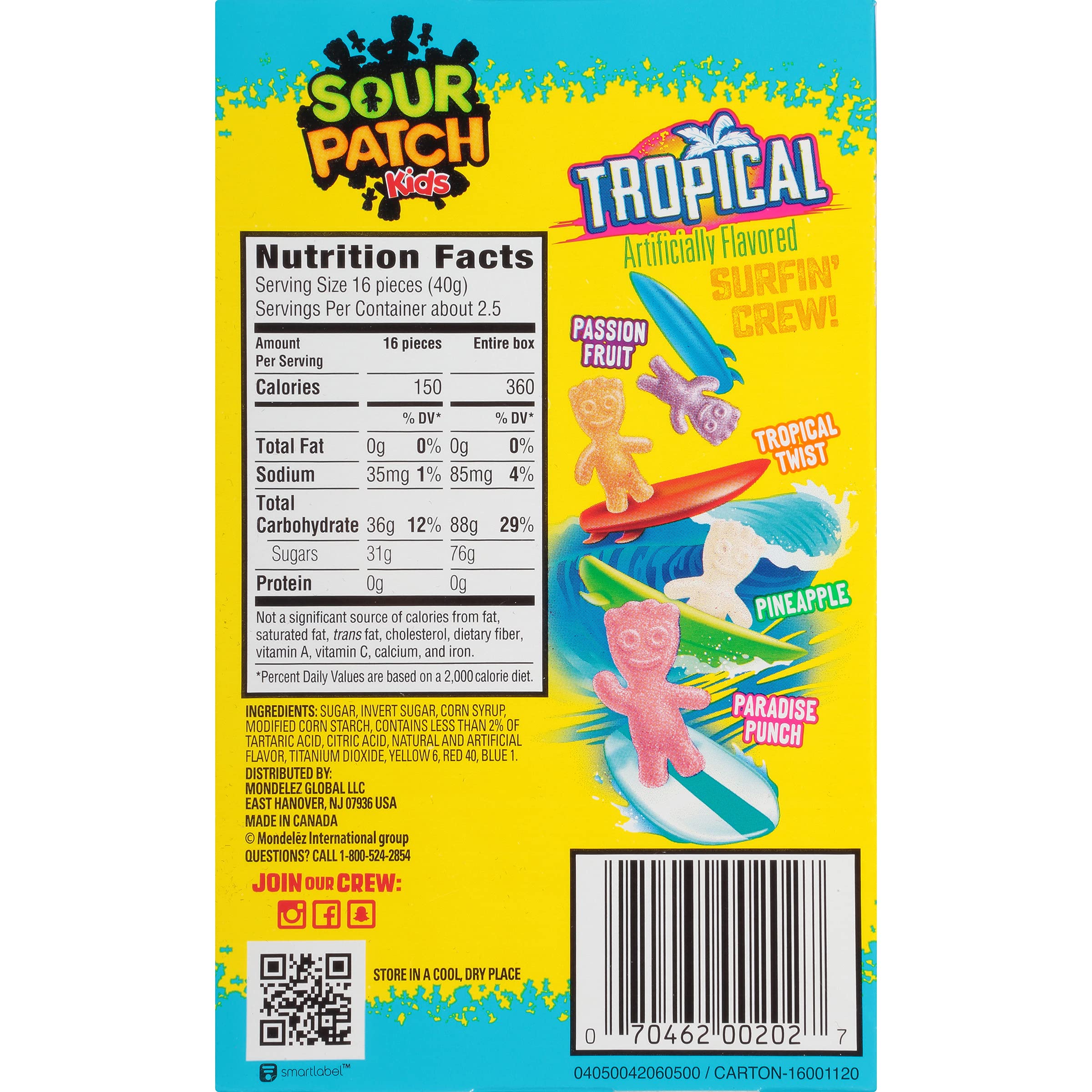 Sour Patch Kids Tropical Soft & Chewy Candy - 3.5 oz Bag | Sweet & Tangy Tropical Flavored Gummy Candy | Perfect for Parties, Movie Nights & Snacking