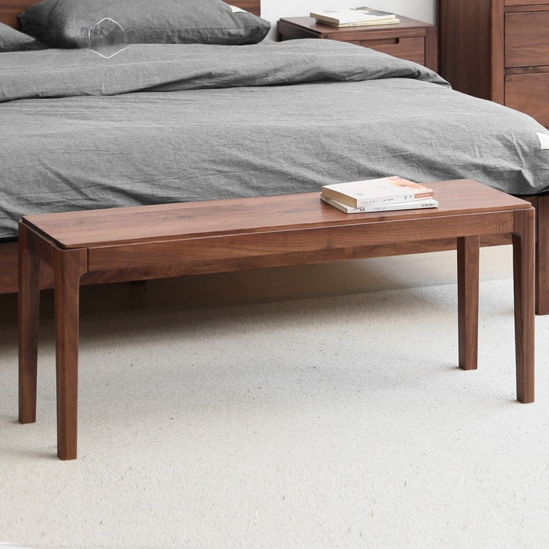 Black Walnut Solid Wood Nordic Long Bench - Modern Entryway & Dining Room Seating - Perfect for Hallway, Bedroom, and Living Room Decor