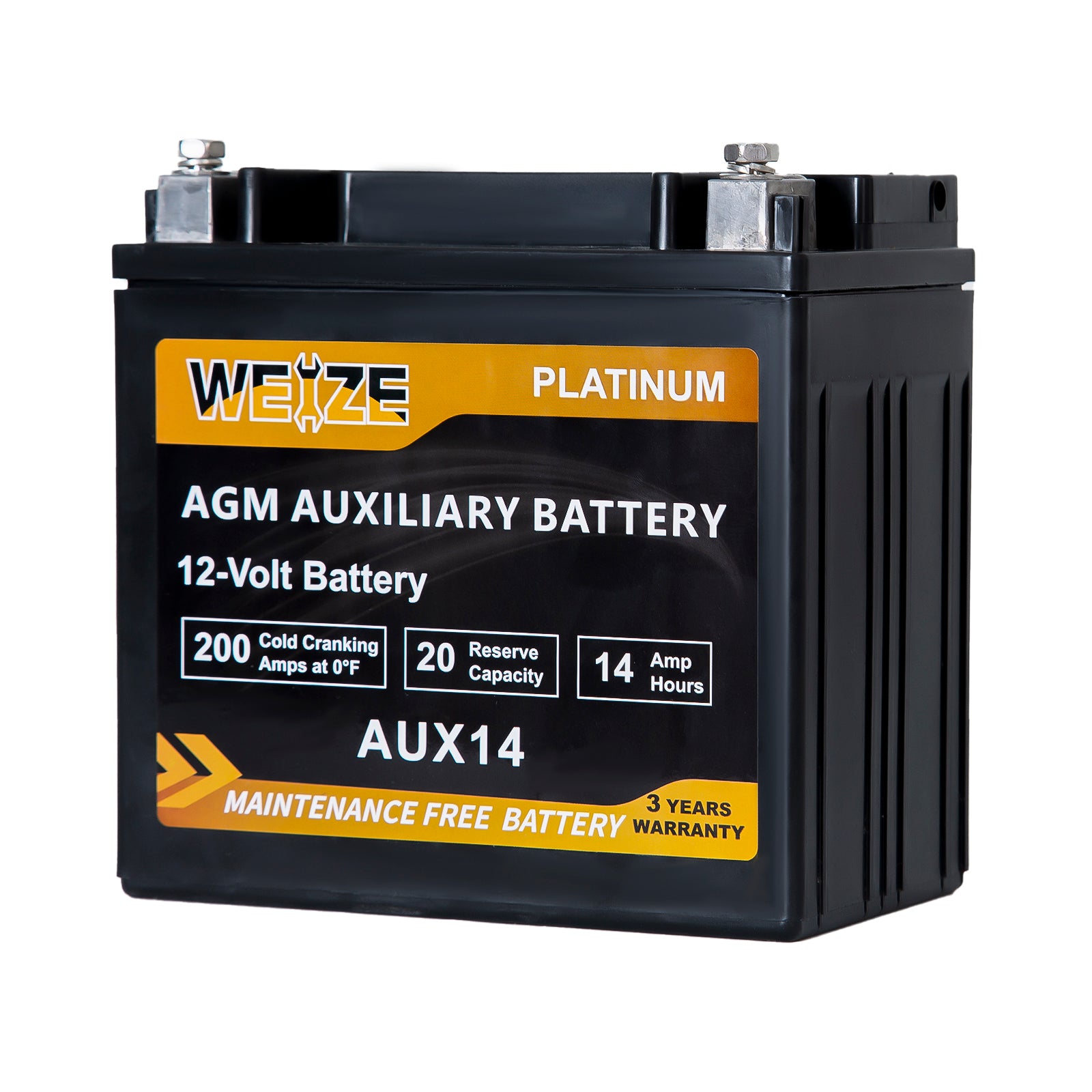 WEIZE Wise Series AGM AUX14 Auxiliary Battery - BCI Group 400, 200CCA Deep Cycle Battery for RV, Boat, Off-Grid & Solar Power Systems - Reliable Backup Power Solution