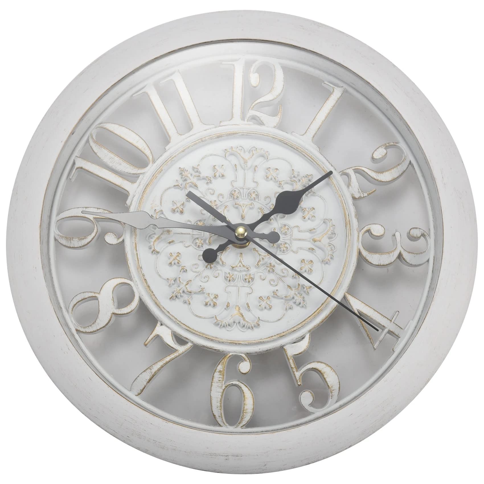Vintage Digital Wall Clock - Silent Quartz Battery Operated, Easy to Read Numbers, White Home Decor for Living Room, Bedroom, Office & Kitchen