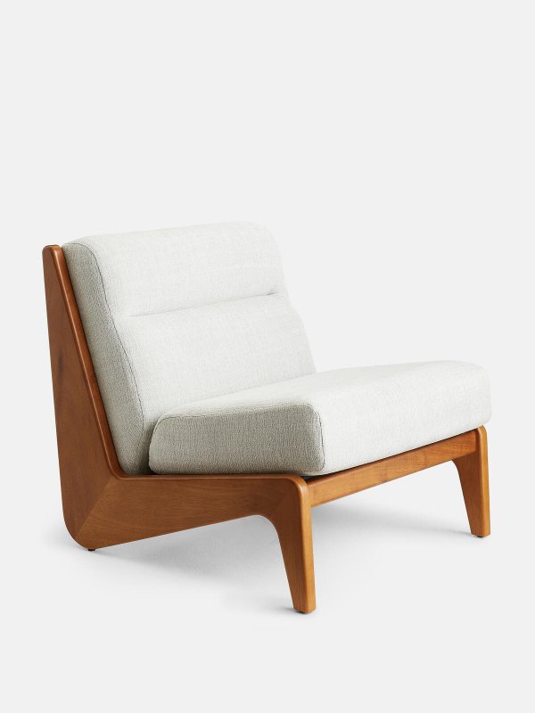 Handmade Fletcher Armless Lounge Chair - Vintage Inspired Wooden Accent Chair for Living Room, Bedroom & Office | Mid-Century Modern Home Decor Furniture