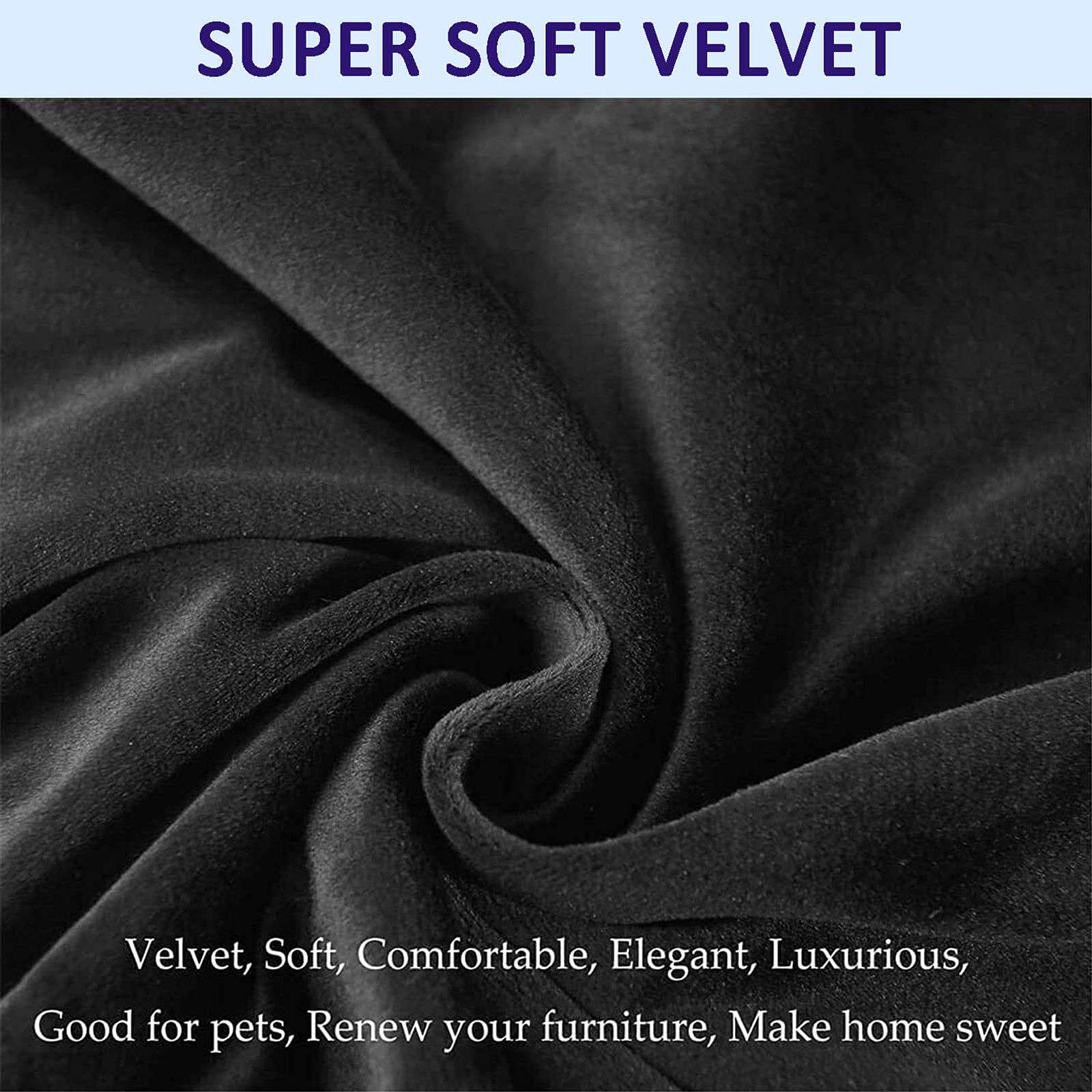 Premium Velvet Dining Chair Covers - Stretchable Slipcovers for Dining Room Chairs, Machine Washable Seat Protectors (Set of 2, Black) - Perfect for Living Room, Bedroom & Home Decor