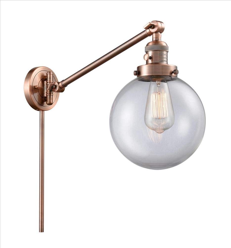 Vintage Dimmable LED Swing Arm Lamp - Black Antique Brass Finish, 8-LED Bulb, Adjustable Reading Light for Bedroom, Office & Study Desk | Innovations 237-BAB-G202-8-LED