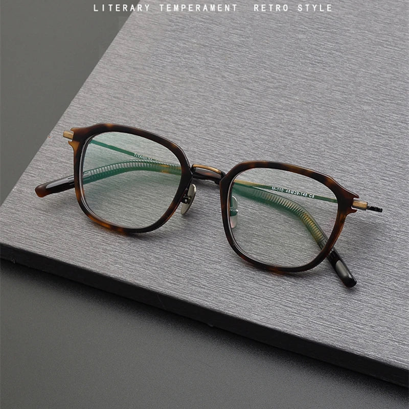 Stylish Black Acetate & Titanium Square Eyeglasses for Women - Full Rim Frame M110 | Perfect for Office, Reading & Everyday Fashion
