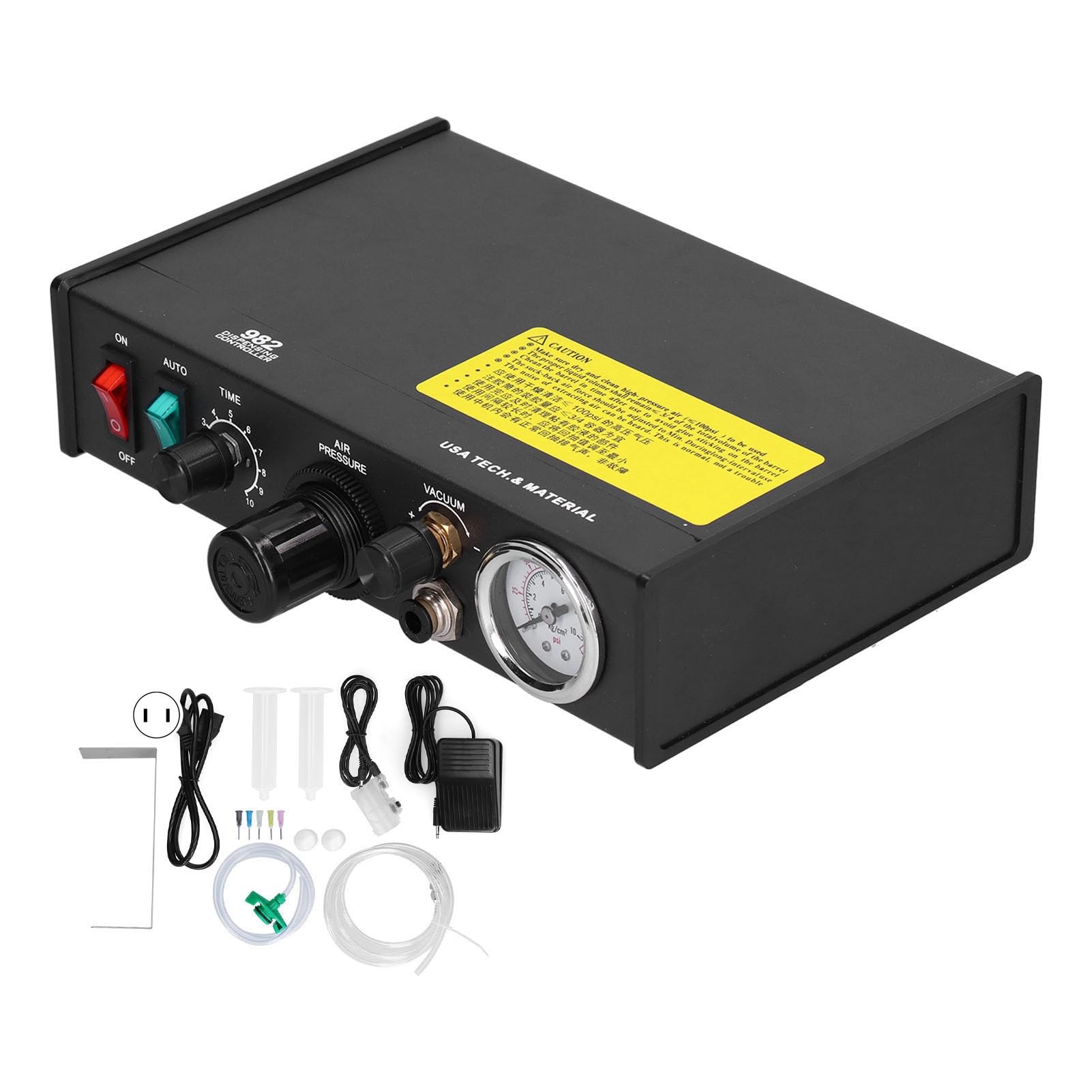 WALFRONT Aluminum Alloy Glue Dispenser Machine - Semi-Automatic/Manual Solder Paste Controller & Liquid Adhesive Applicator for Precision Work (AC110V) - Perfect for Electronics Repair, Jewelry Making, and Craft Projects
