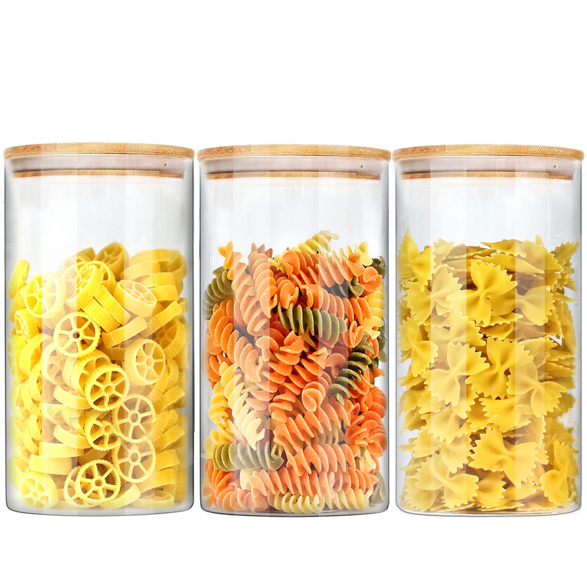 3-Pack 40oz Glass Jars with Bamboo Lids - Airtight Food Storage Containers for Pantry Organization | Perfect for Storing Coffee, Tea, Flour & Bulk Dry Goods