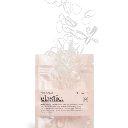 Kitsch No Snag Small Elastic Hair Ties - 500pcs Clear Rubber Bands for Women & Baby Hair - Gentle Hair Elastics for Ponytails, Braids & Updos - 5 Pack Non-Slip Hair Accessories for Daily Use & Workouts