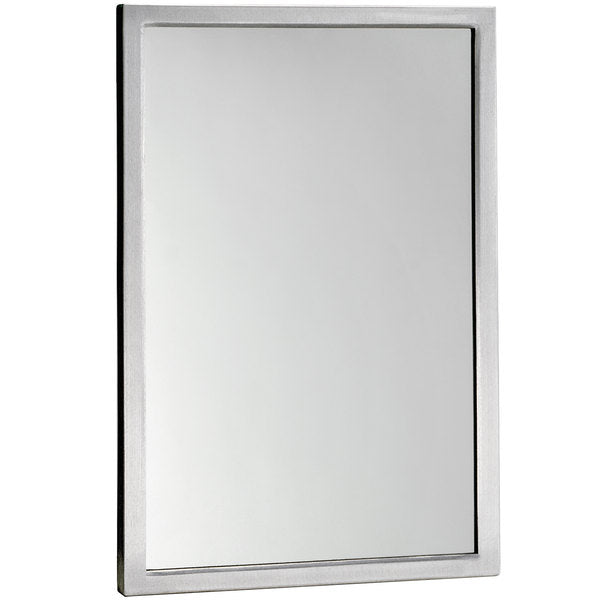 Bobrick B290 24-Inch Framed Mirror with Satin Finish - Surface Mounted Bathroom Mirror for Home & Commercial Use