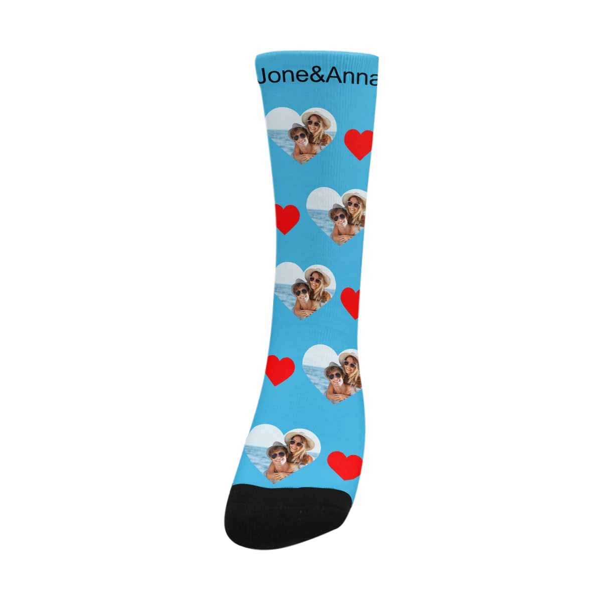 Custom Photo Pet Face Socks - Personalized Couple Crew Socks with 2 Pet Portraits for Men & Women | Valentine's Gift, Anniversary Present, Matching Couple Outfits