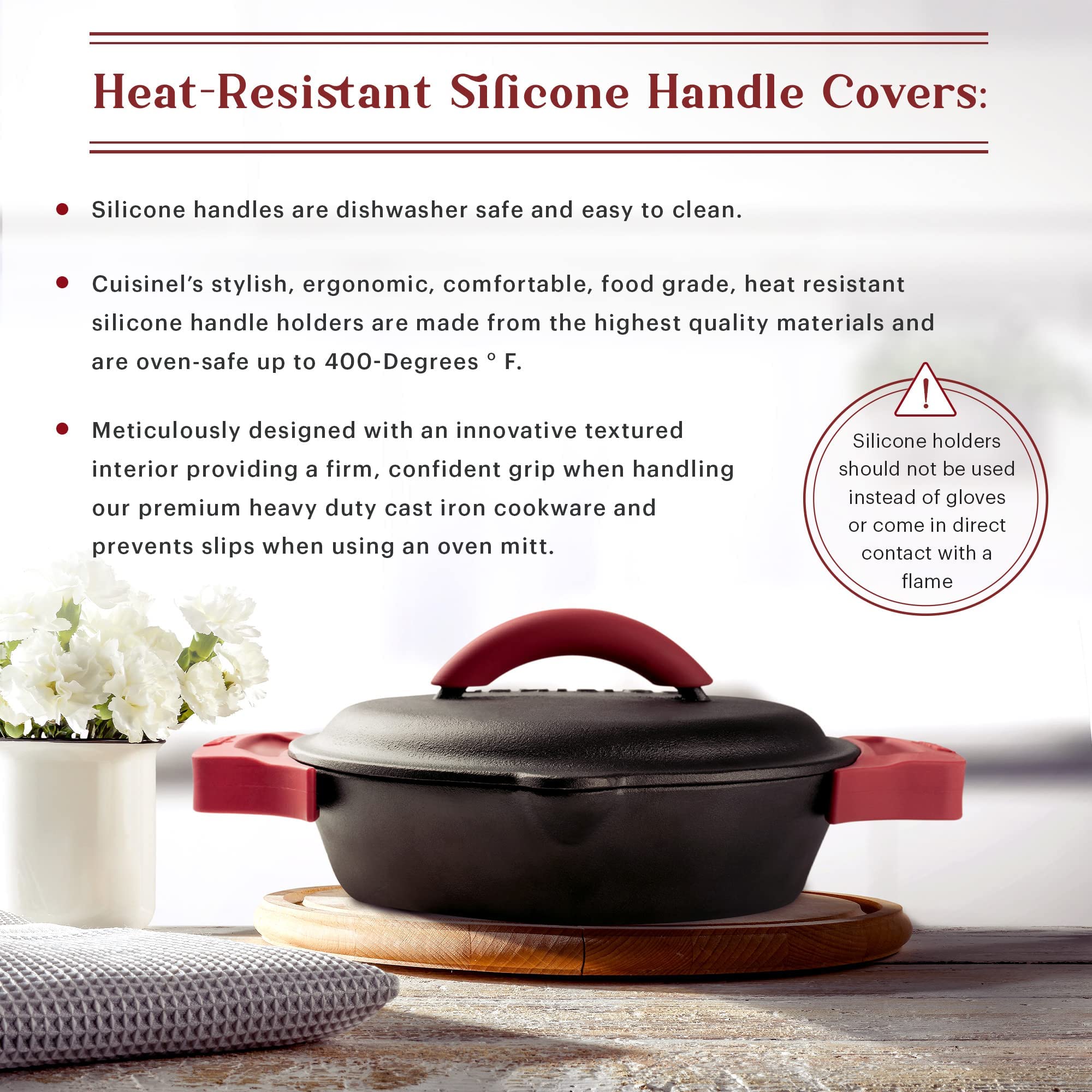Premium Cast Iron Skillet Set with Lid - 8