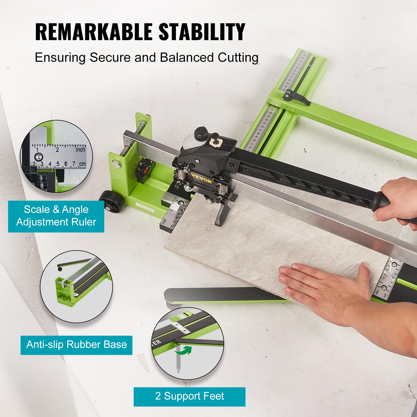 VEVOR 40 Inch Manual Tile Cutter with Laser Guide - All-Steel Frame Precision Tile Cutting Machine for Porcelain & Ceramic Floor Tiles - Includes Bonus Spare Cutter - Perfect for DIY Home Renovation and Professional Tile Installation Projects