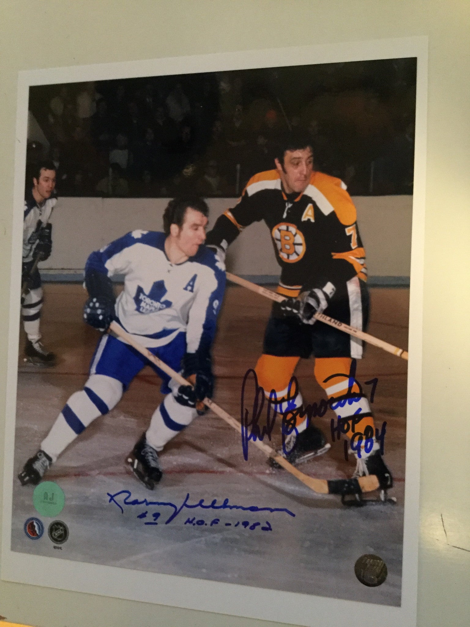 Rare Signed NHL Photo of Phil Esposito & Ullman with COA - Authentic Hockey Memorabilia for Collectors & Sports Fans - Perfect for Man Cave, Sports Bar Decor or Gift for Hockey Enthusiasts