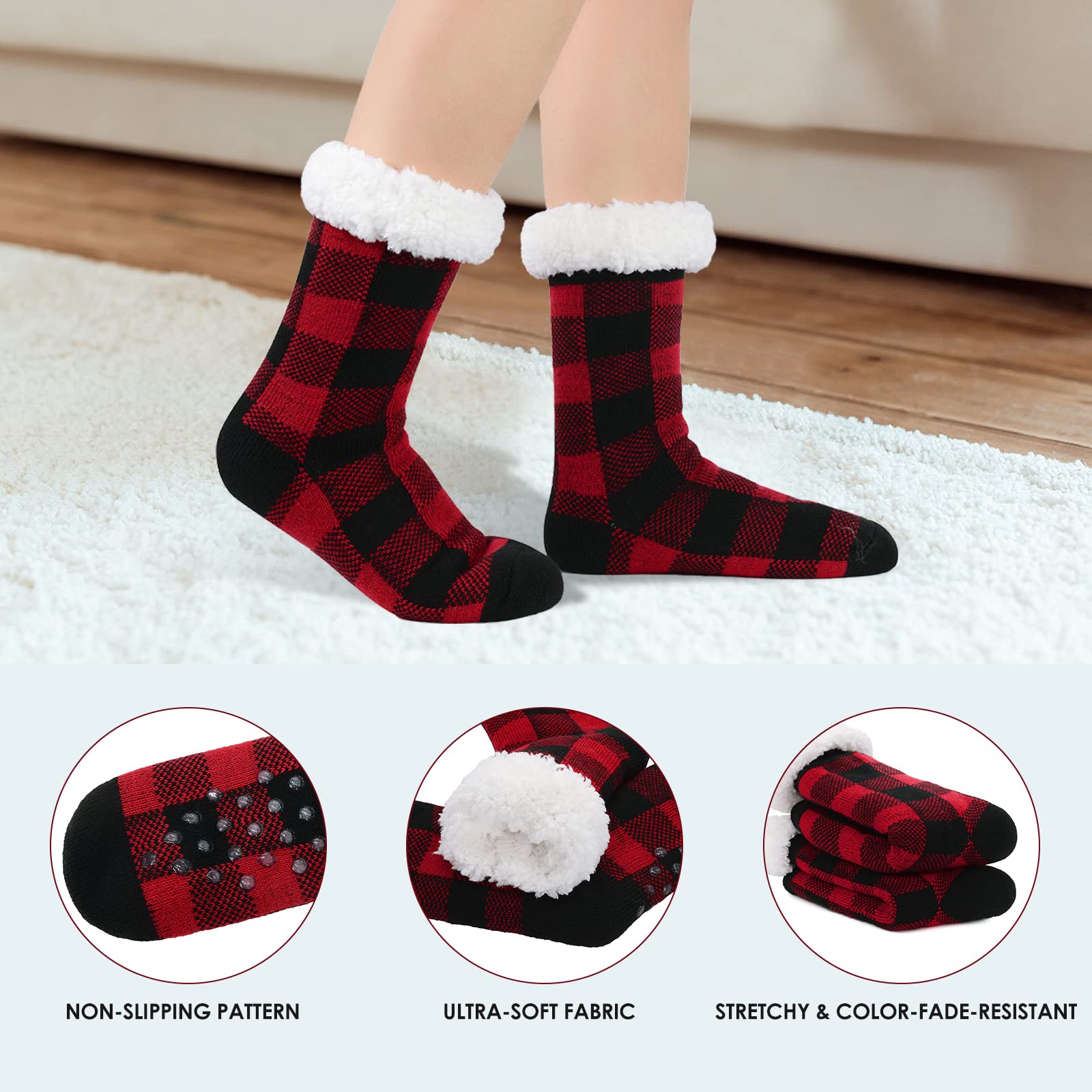 Cozy Women's Fuzzy Socks - Winter Warm Furry House Slippers | Non-Slip Indoor & Athletic Socks for Christmas Gifts | Perfect for Lounging, Yoga & Cold Weather Comfort