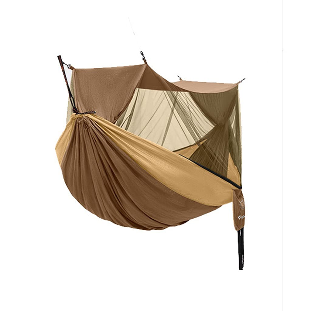 YCDJCS Double Camping Hammock - Anti-Rollover Portable Hanging Chair with Carrying Bag | 300x200cm Tear-Resistant Outdoor Swing for Backyard, Patio & Camping | Perfect for Relaxing in Nature, Beach Trips & Backyard Lounging (Brown)