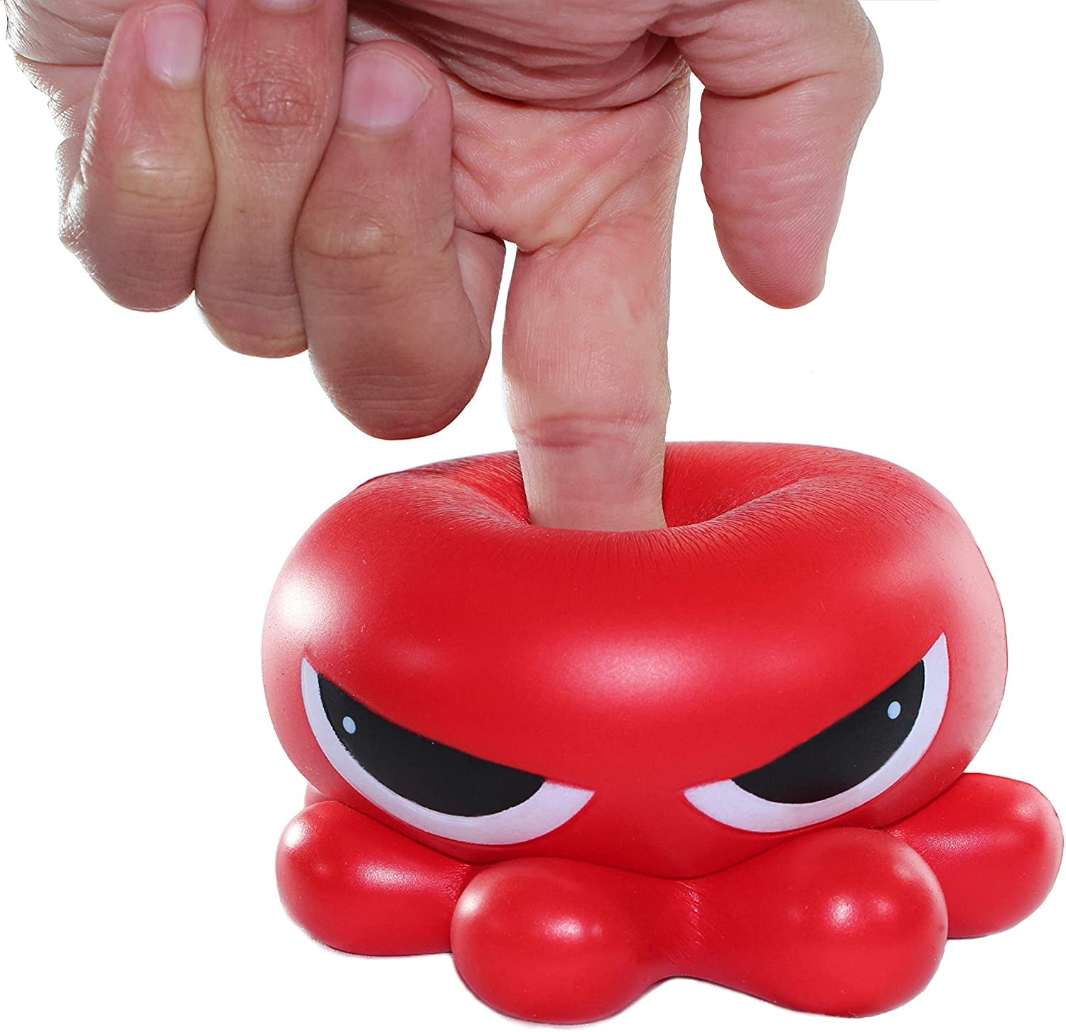 Squishy Grumpy Baby Octopus Stress Relief Toy - Super Soft Slow Rising Fidget Toy for Adults & Kids - 5 Inch Hand Exercise Squeeze Ball for Office Desk, Anxiety Relief & Sensory Play