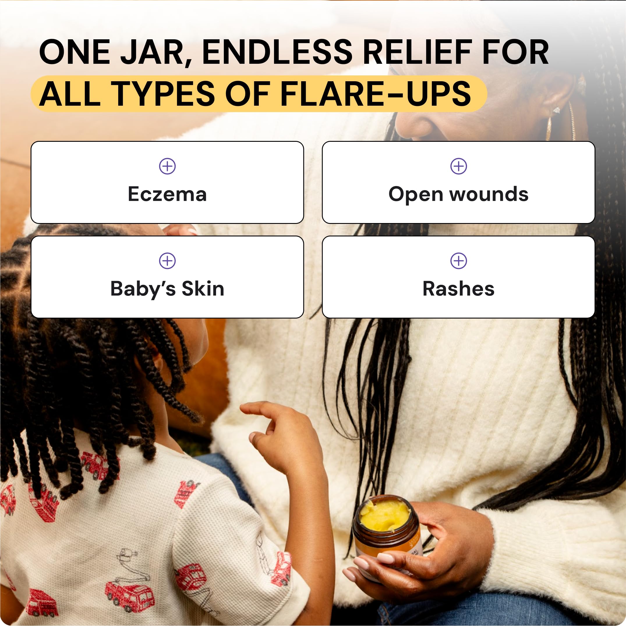 Universal Flare Care Soothing Skin Balm - Propolis & Egg Yolk Formula for Eczema, Dermatitis, Psoriasis Relief | Fragrance-Free Solution for Rashes, Baby Skin, Hidradenitis, Chafing & Wounds | 4oz | Perfect for Daily Skin Care & Sensitive Skin Needs