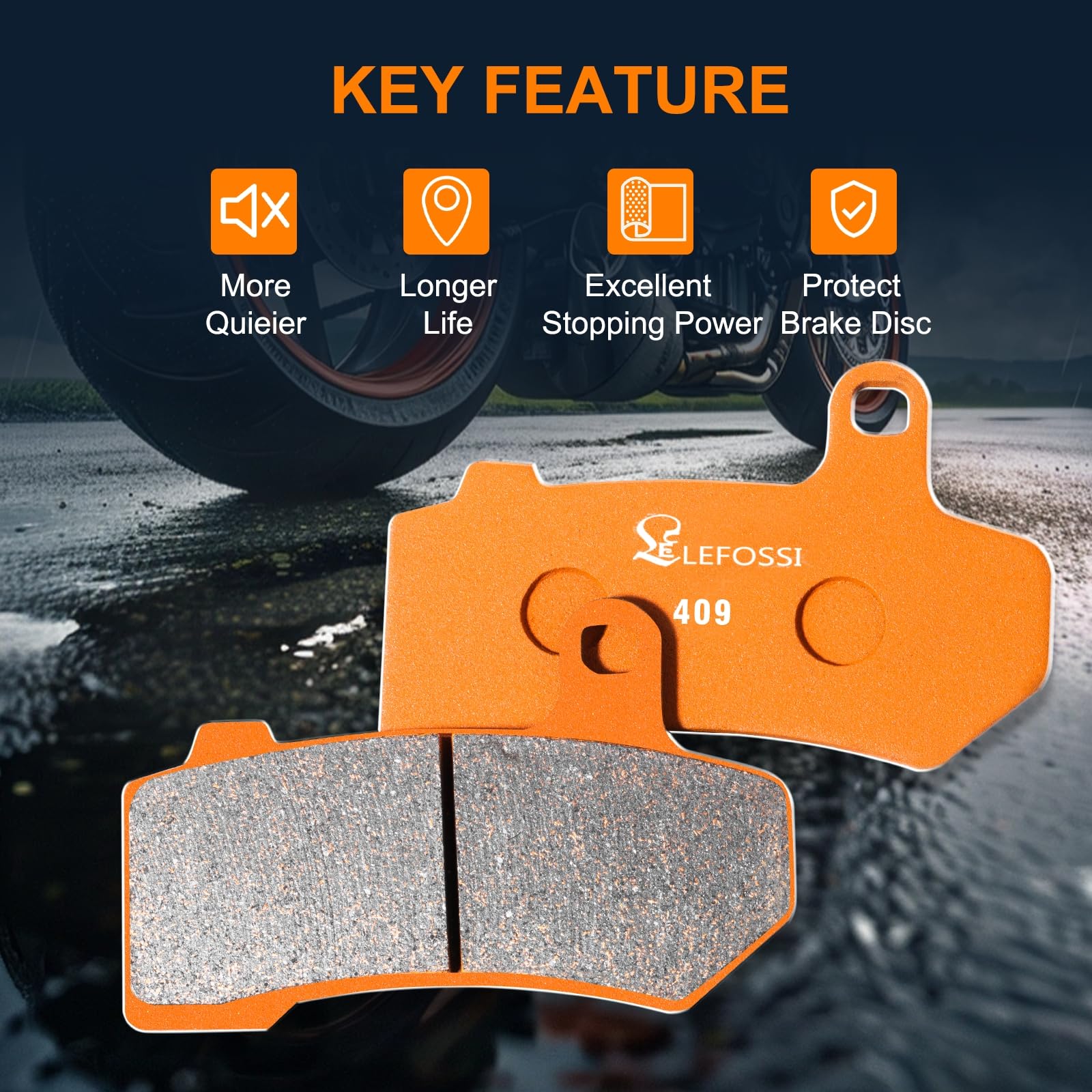 High Performance Carbon Fiber Brake Pads Front & Rear for Kawasaki KAF 820 KAF 1000 (2015-2018) - FA165F FA135F FA686R - Enhanced Stopping Power for Street & Track Racing