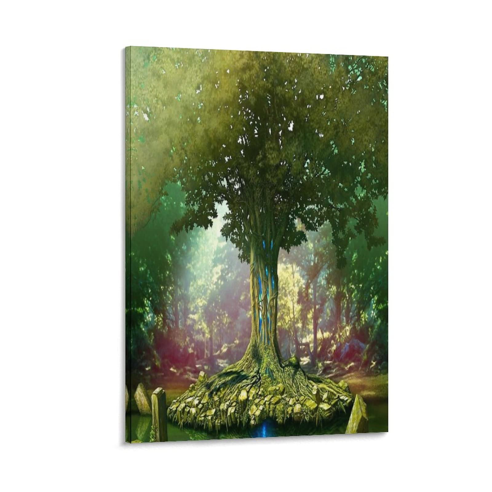 Tree of Life Wall Art - Framed Canvas Painting Print Modern Home Decor for Living Room, Bedroom & Bathroom - 24x36 Inch Inspirational Wall Hanging for Meditation Spaces & Yoga Studios