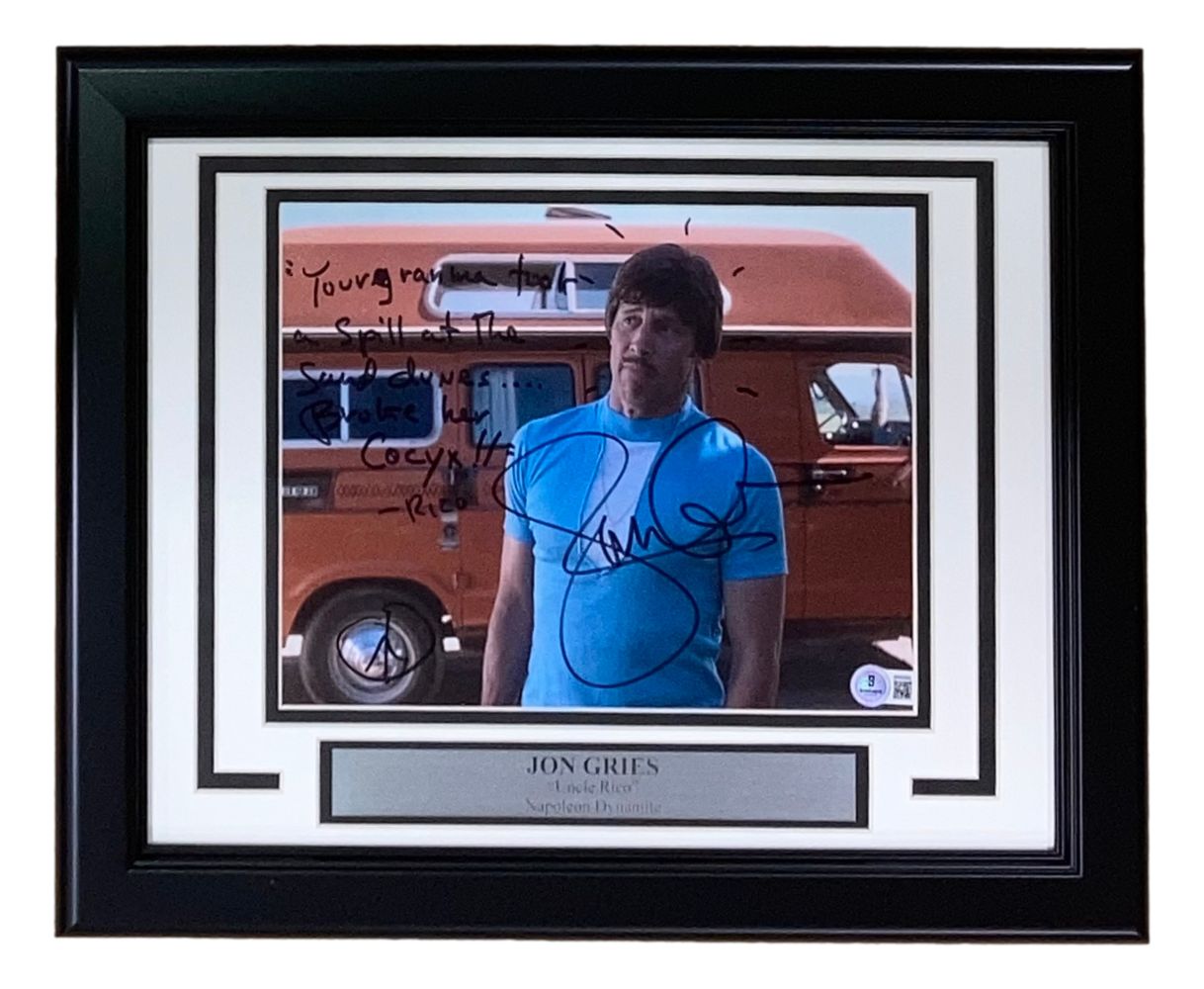 Jon Gries Signed Framed 8x10 Napoleon Dynamite Uncle Rico Photo with Quote - Authentic Autographed Memorabilia for Movie Fans & Collectors - Perfect for Home Theater Decor, Man Cave, or Gift for Film Enthusiasts