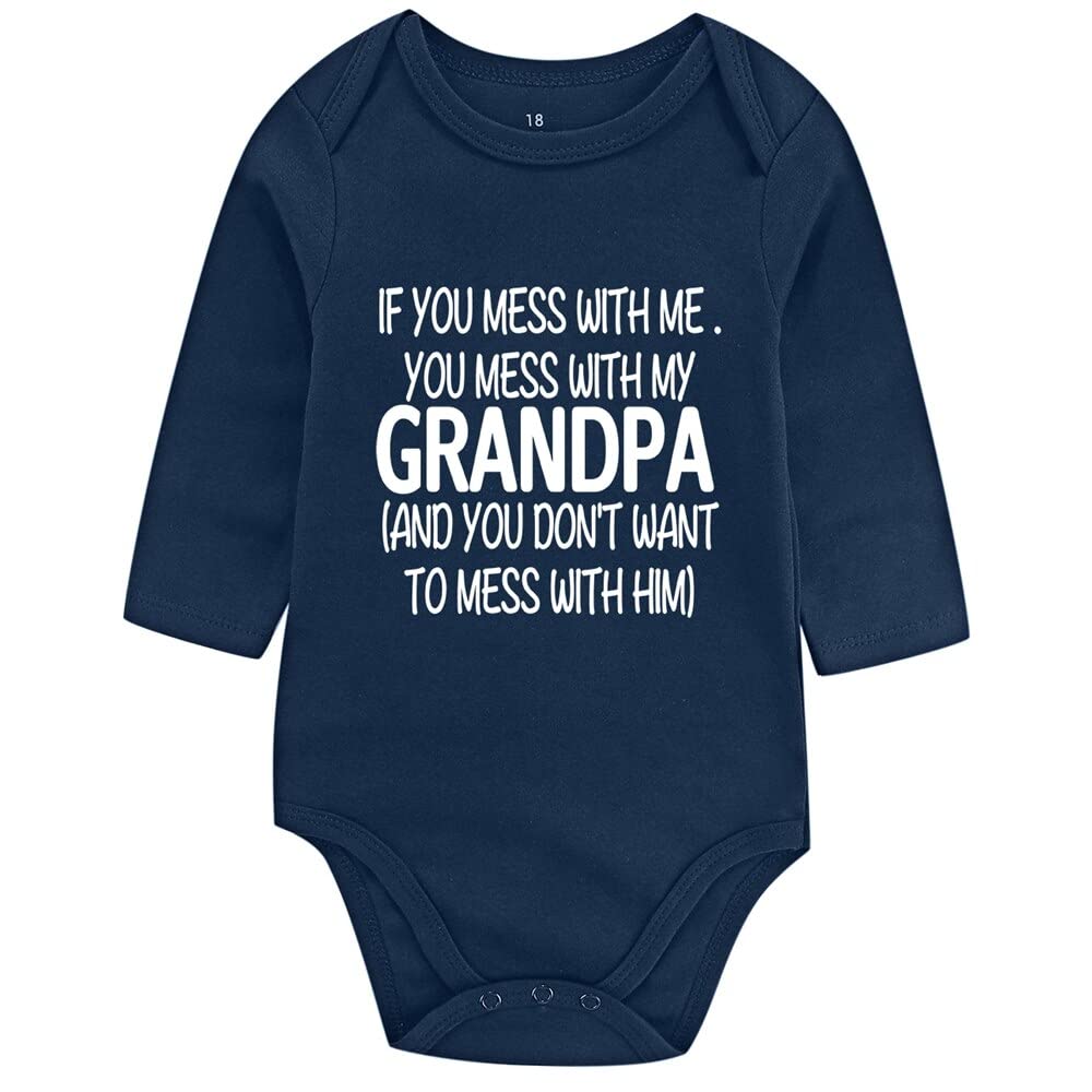 Funny Unisex Baby Bodysuits - 'Mess with Grandpa' Cute Outfits for Boys & Girls | Perfect for Family Photos, Playdates & Special Occasions