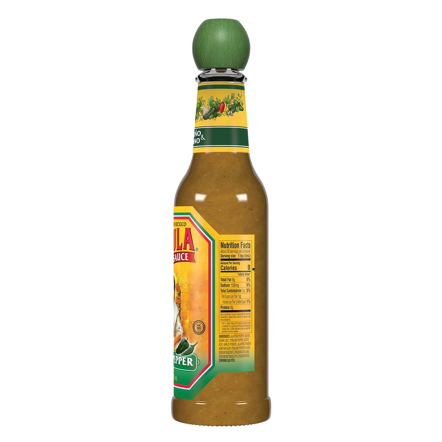 Cholulas Green Pepper Hot Sauce 5 oz (Pack of 2) - Mild & Flavorful Mexican Hot Sauce for Tacos, Eggs & Grilled Meals - Packaged by Azeko for Freshness Protection