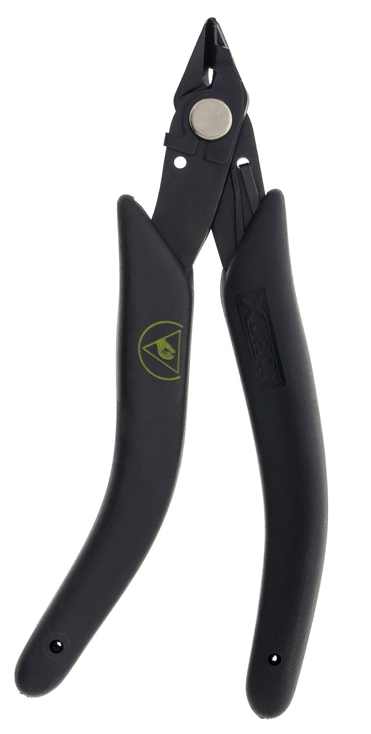 Xuron 8500LASF Bio-Shear Flush Cutter Left Handed - ESD Safe Grips with Lead Retainer for Electronics, Jewelry Making, and Model Building