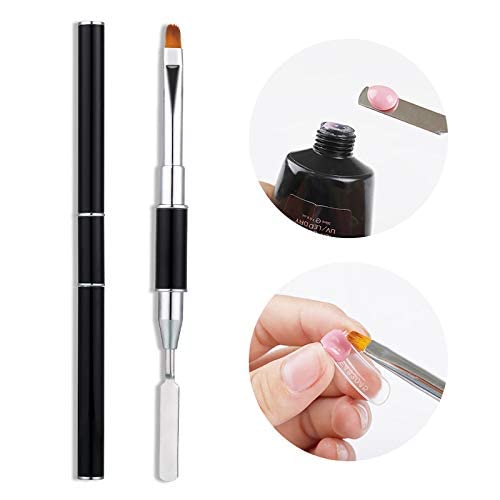B-LADY 2-in-1 Poly Gel Nail Brush with Spatula - Professional Stainless Steel Nail Art Tool for PolyGel, UV Gel & Acrylic Nails Extension - Perfect for Salon, Home Manicure & DIY Nail Designs
