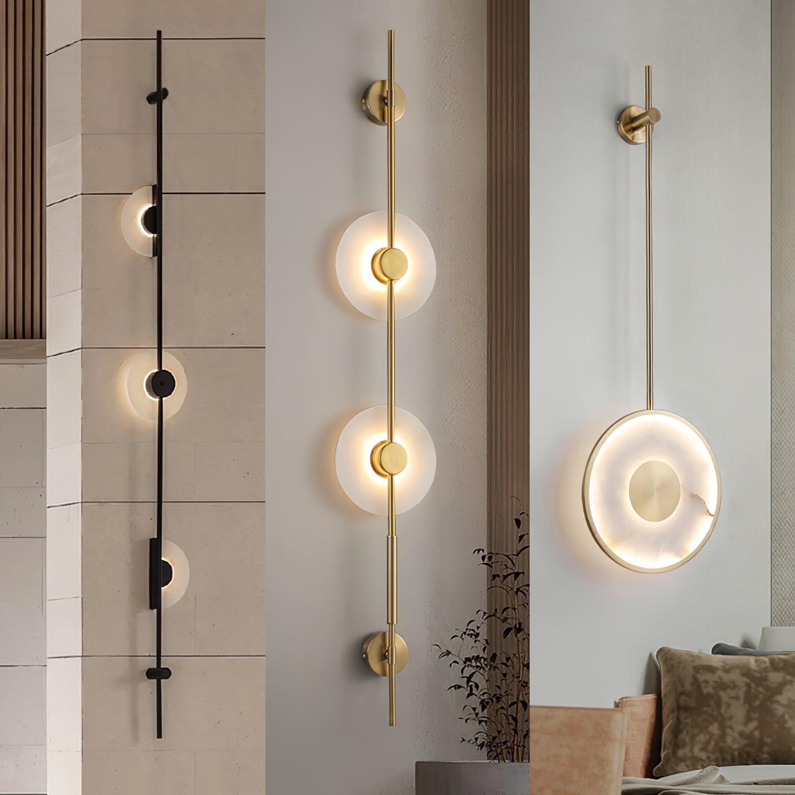 Elegant Alabaster Vertical Wall Sconce - Modern Lighting Fixture for Bedroom, Hallway & Living Room Decor