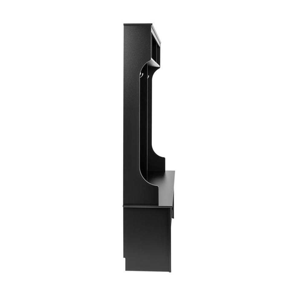 Prepac Black Hall Tree Entryway Storage Cabinet - 24 Shoe Cubbies & 6 Double Coat Hooks - 15.5