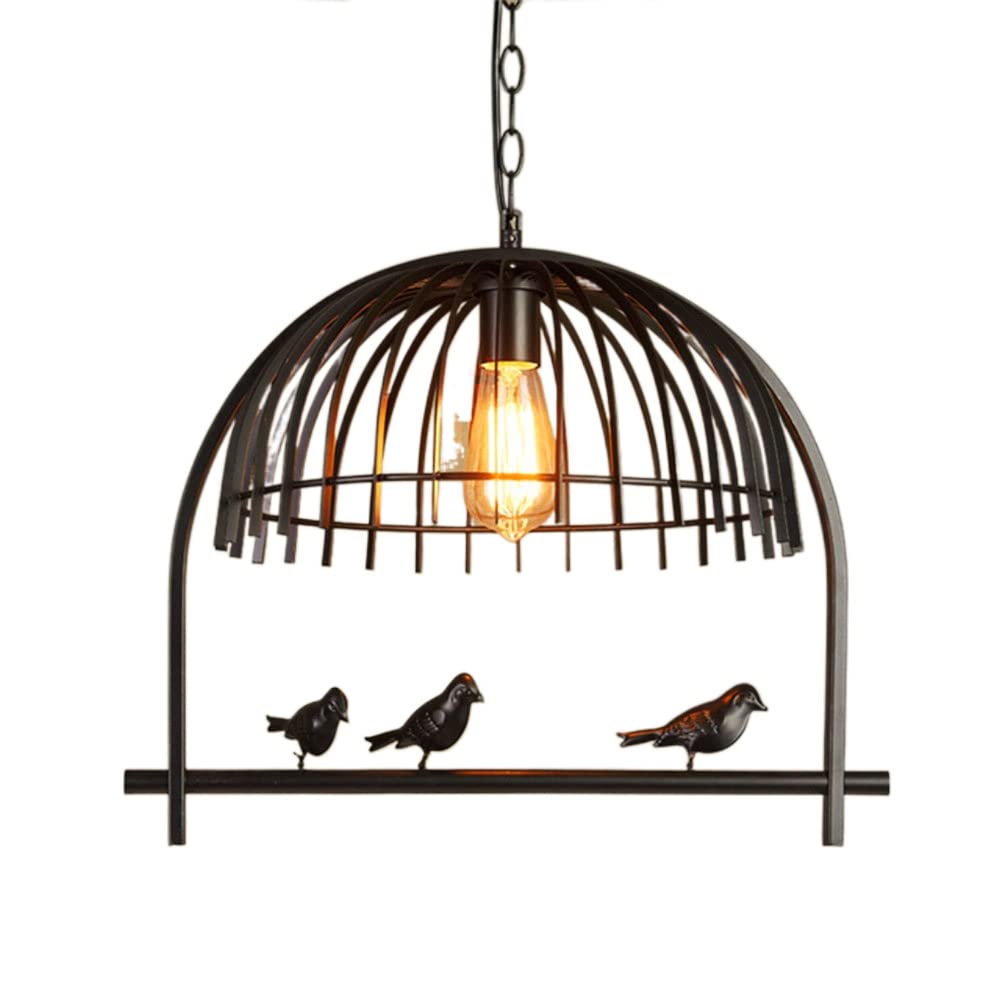 Vintage Industrial Pendant Light with Bird Decoration - Rust-Colored E26/E27 Hanging Lamp for Kitchen Island, Living Room, Bedroom & Dining Room | Perfect for Farmhouse, Loft & Industrial Style Home Decor