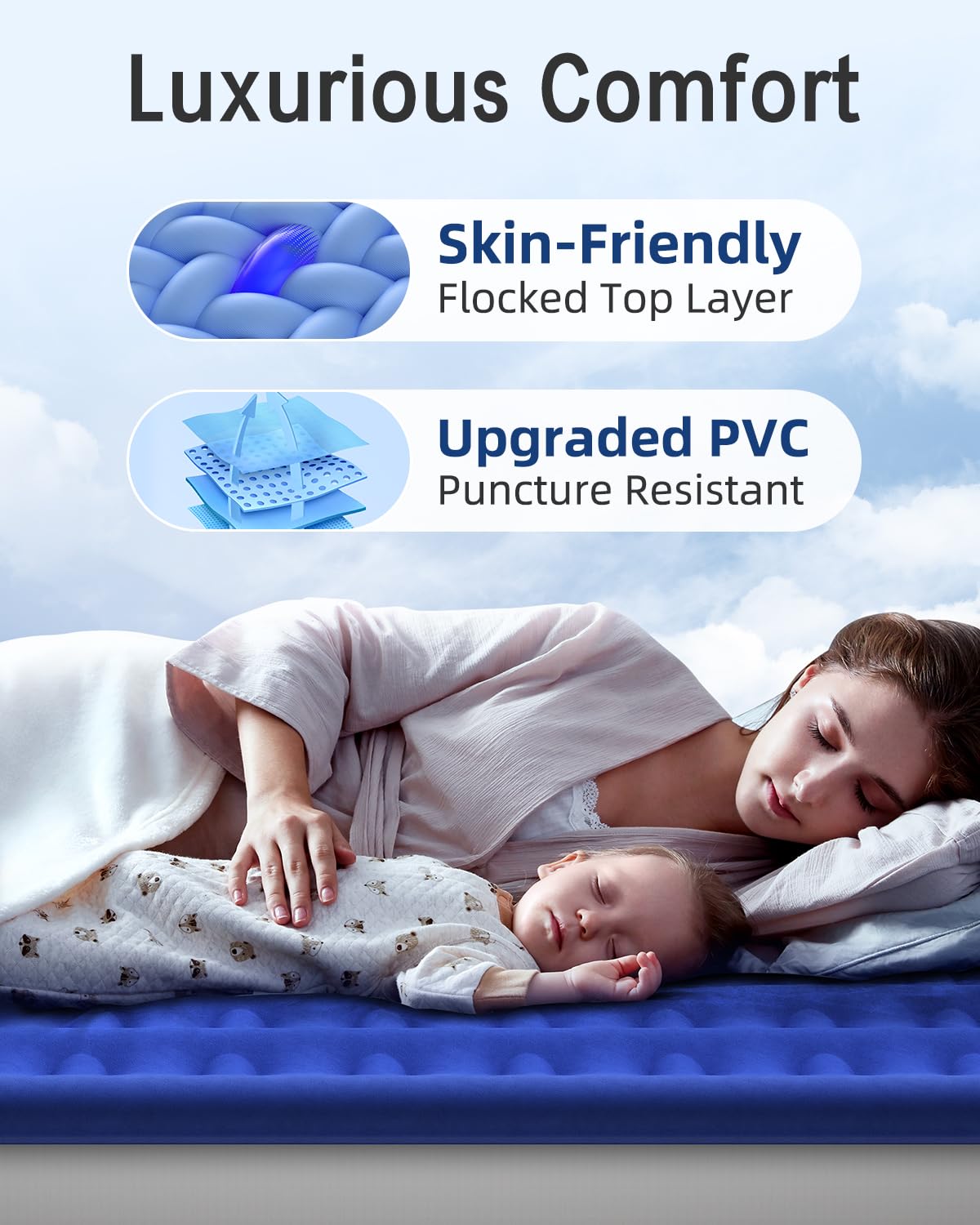 **Queen Size Air Mattress with Built-in Pump - 16