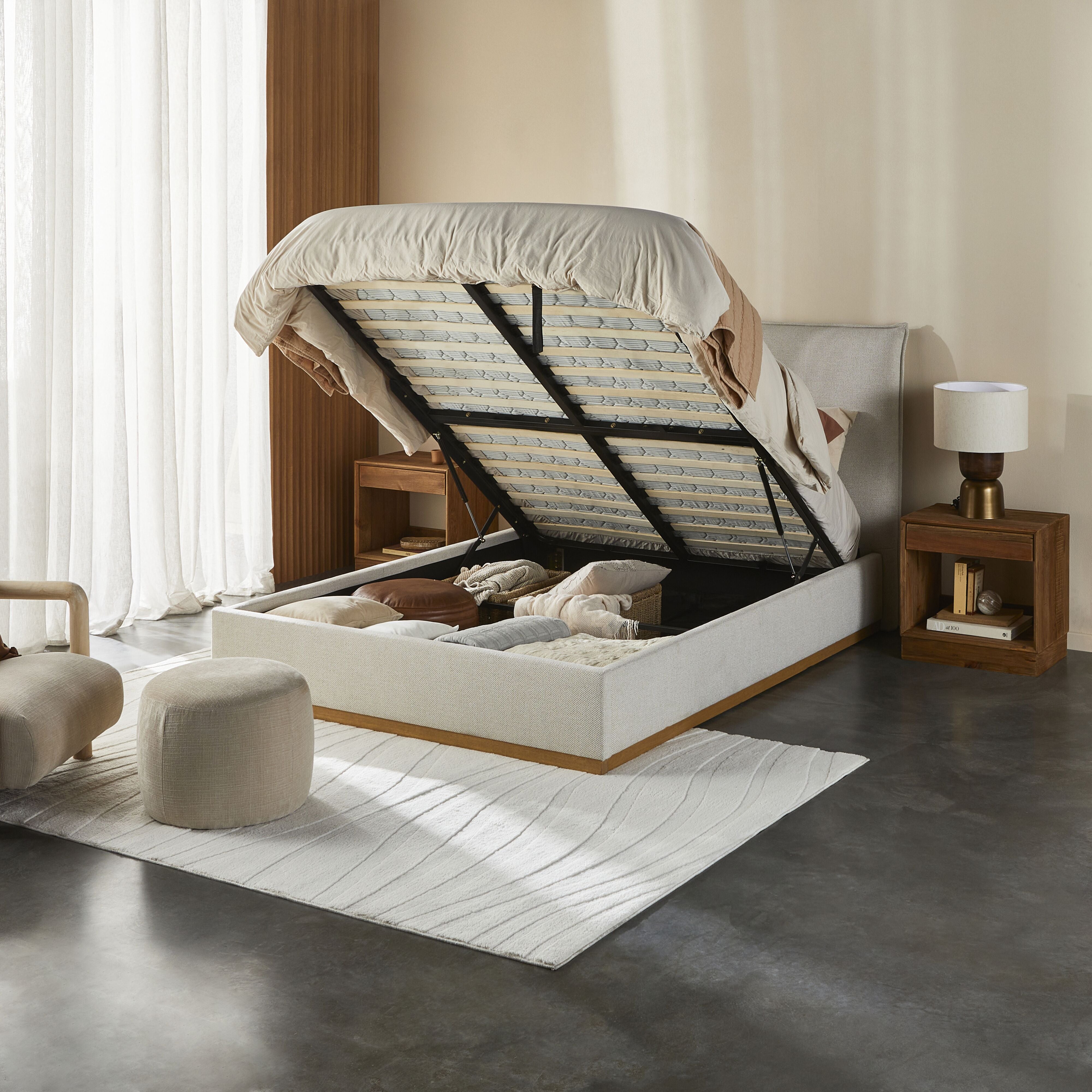 Avalonia King Size Bed with Gas Lift Storage - Modern Platform Bed Frame with Underbed Storage - Perfect for Small Spaces & Bedroom Organization