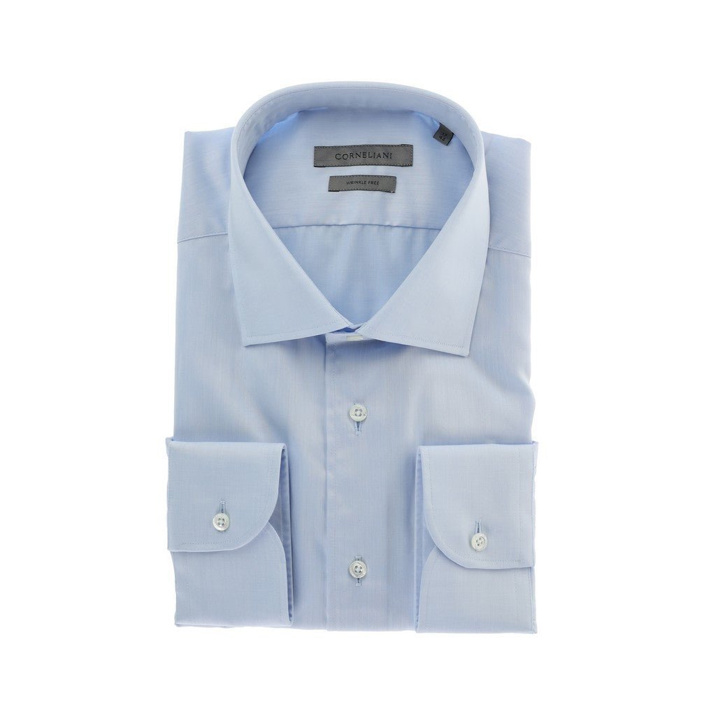Corneliani Wrinkle Free Twill Shirt for Men - Sky Blue Casual Dress Shirt | Perfect for Office, Business Meetings & Formal Occasions