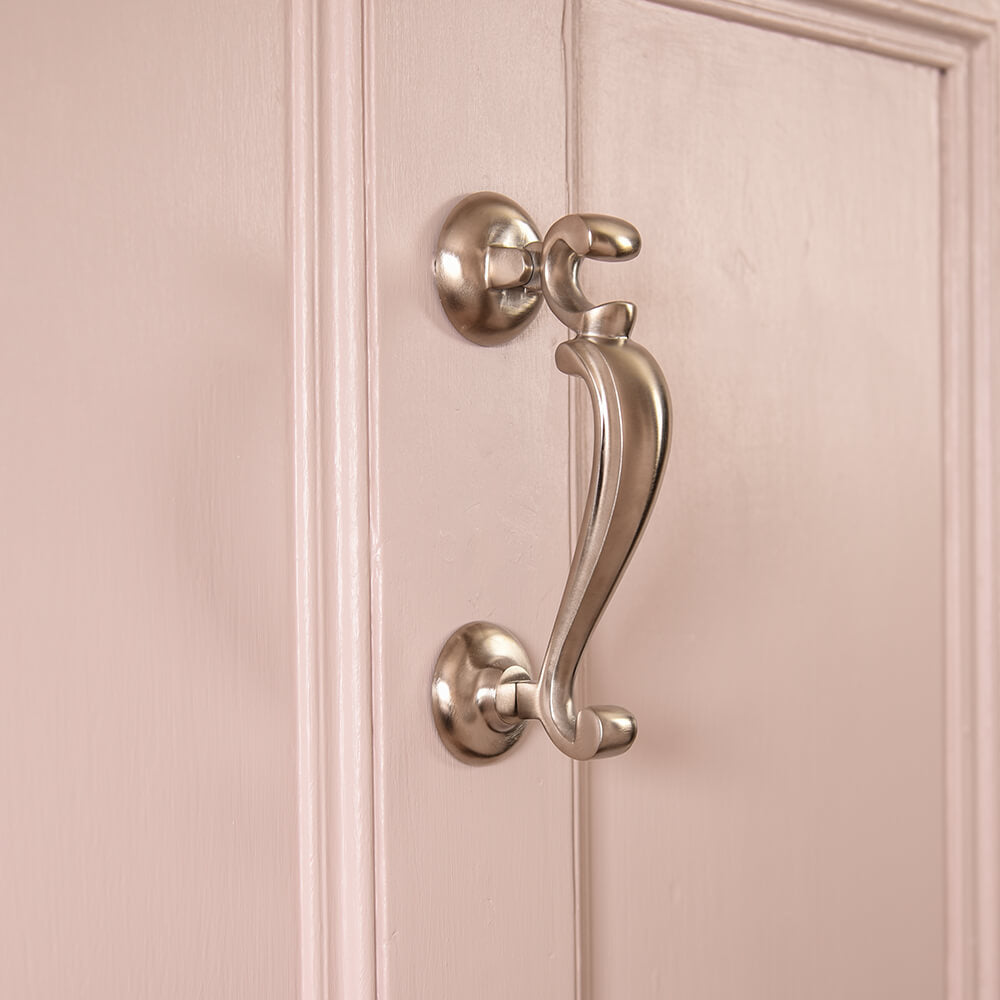 Elegant Satin Nickel Door Knocker - Vintage Style for Doctor's Office & Home Entry - Perfect for Traditional & Modern Décor