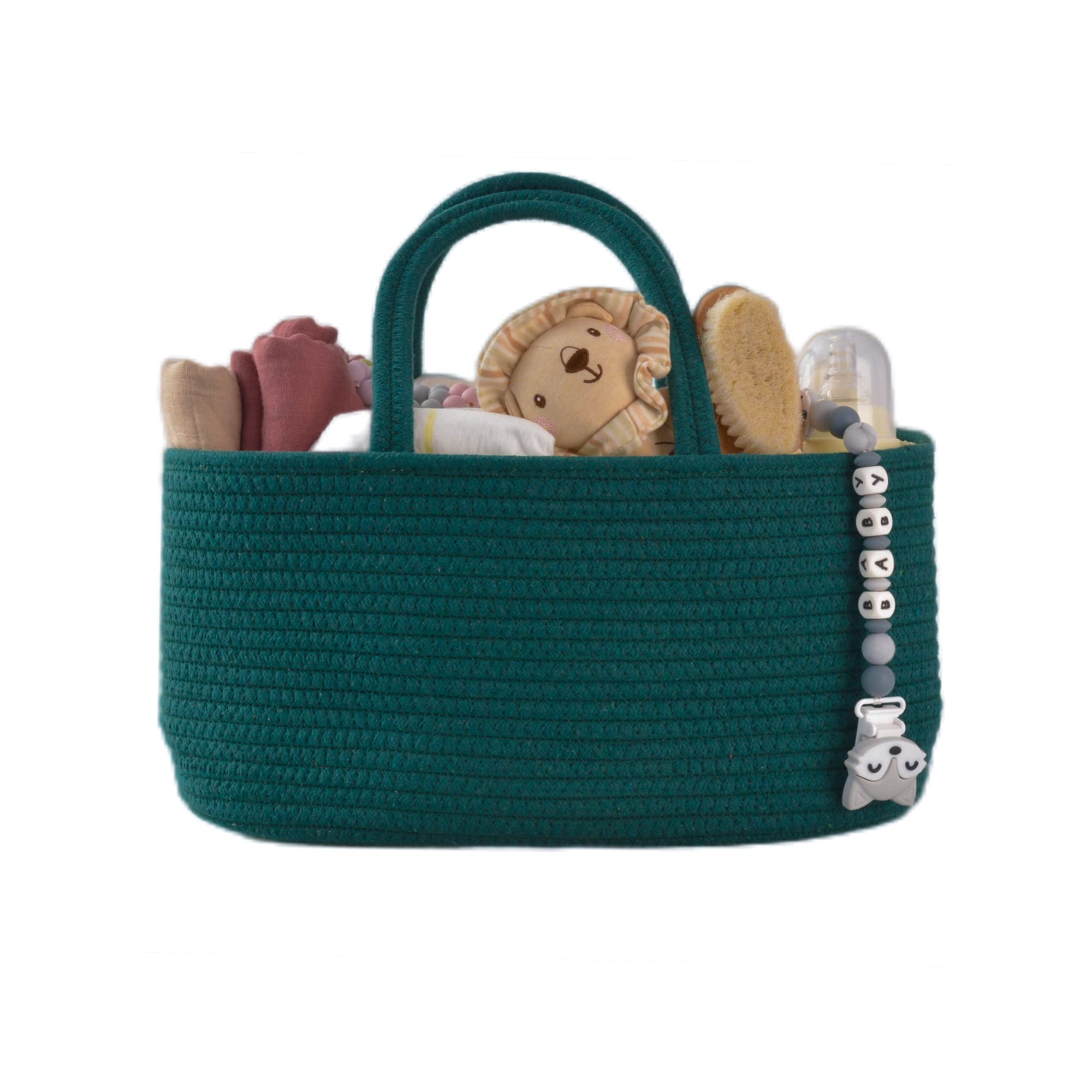 Portable Baby Diaper Caddy Organizer - Nursery Storage Bin Basket for Boys & Girls - Perfect for Changing Table, Car Travel & Baby Shower Gifts - Newborn Essentials Registry Must-Have (Dark Green) - Ideal for Home Nursery, On-the-Go Parents & Baby Registry Shopping