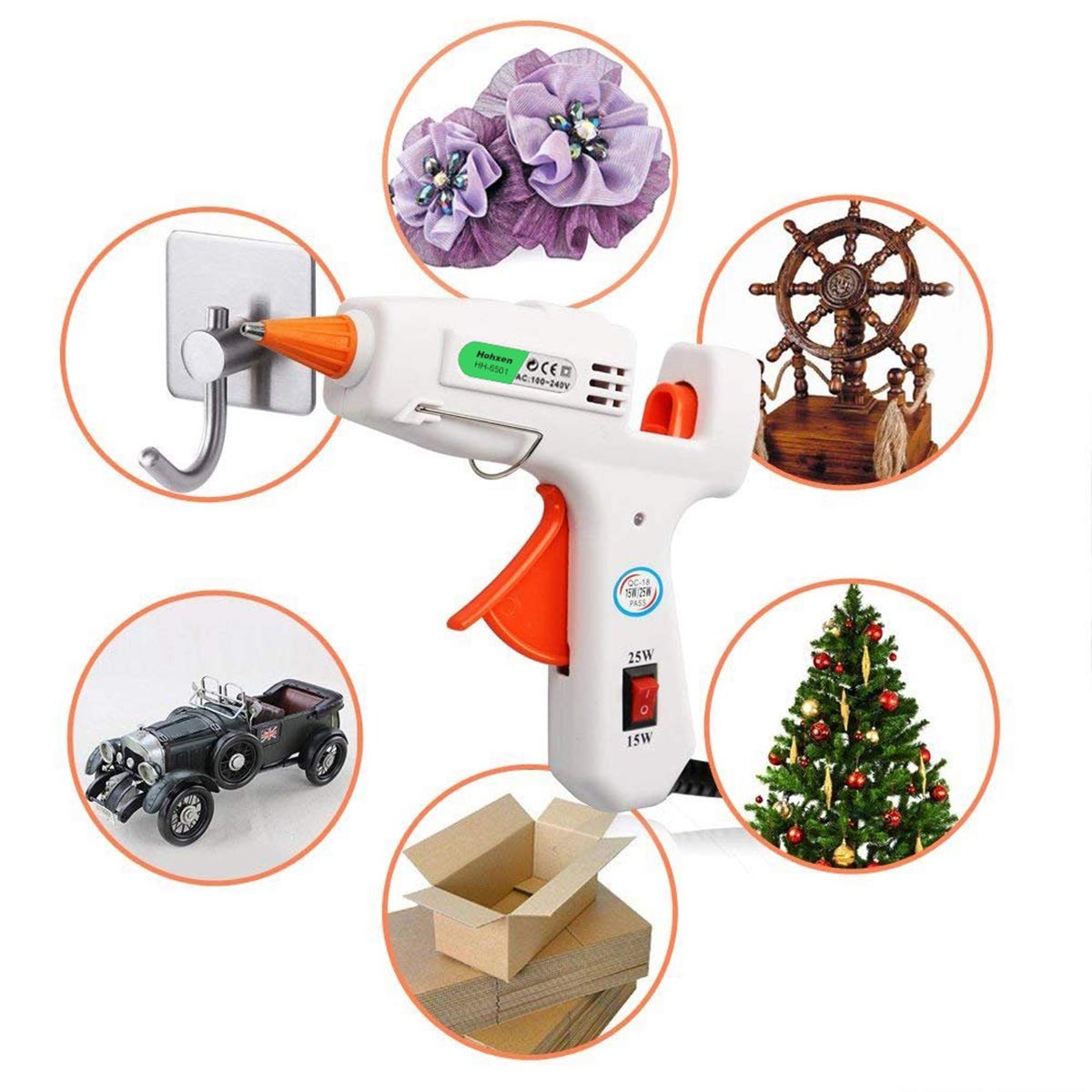 20W Dual Power High Temperature Heavy Duty Hot Glue Gun Kit with 50 Premium Glue Sticks (7mm x 150mm) - Perfect for Arts & Crafts, DIY Projects, Christmas Decorations, Gift Wrapping, Home Repairs, and School Projects