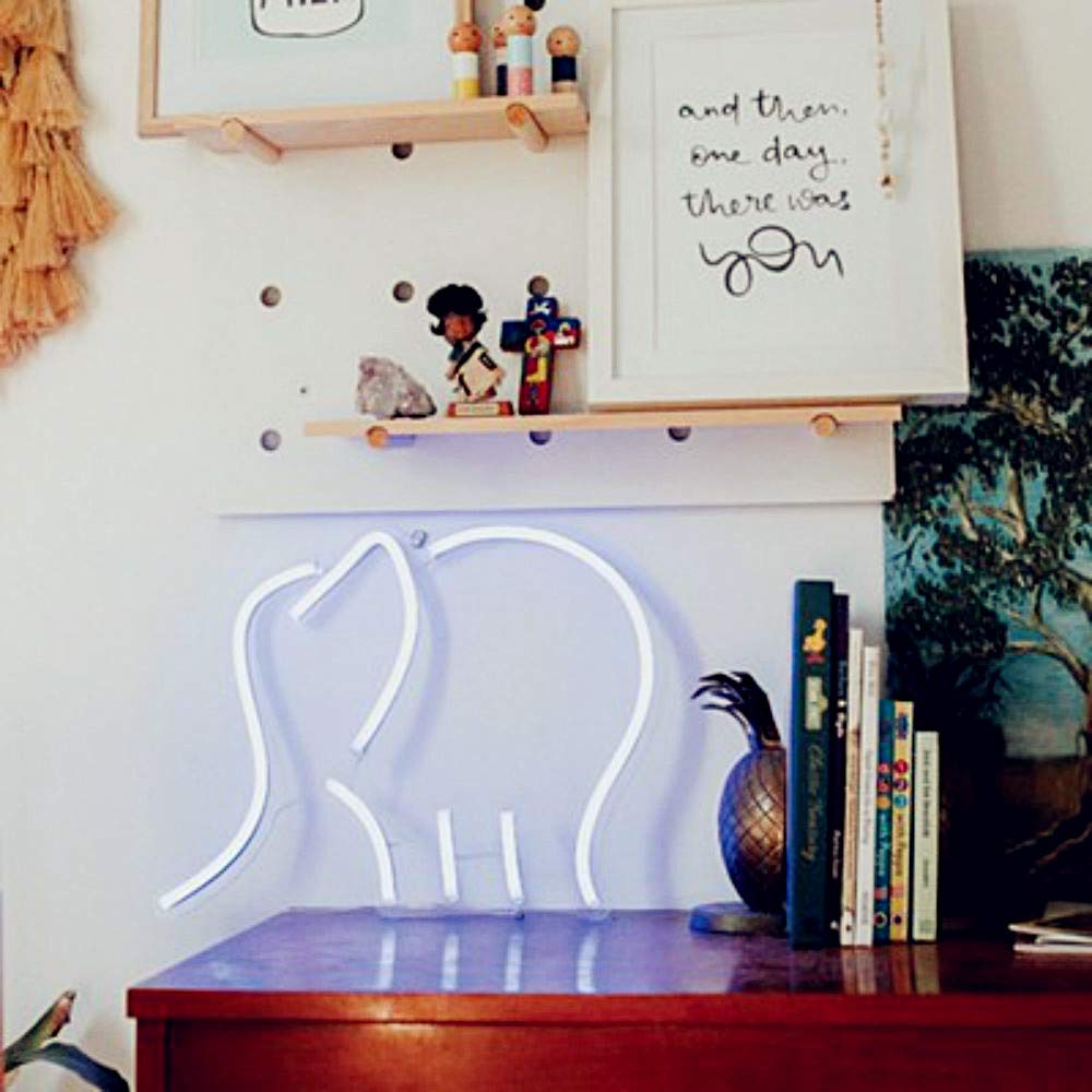 Elephant LED Neon Wall Light - Modern Indoor Night Lamp for Bedroom, Kids Room Decor | Perfect for Wedding, Birthday Party, Valentine's & Christmas Gift Ideas | Creates Cozy Ambiance for Home, Nursery or Dorm Room