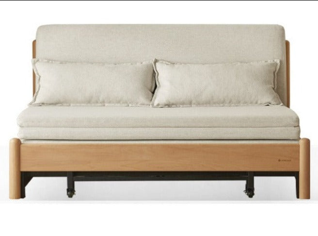 Solid Beech Wood Sofa Bed - Convertible Sleeper Sofa for Small Spaces, Guest Room & Living Room - Comfortable & Space-Saving Furniture