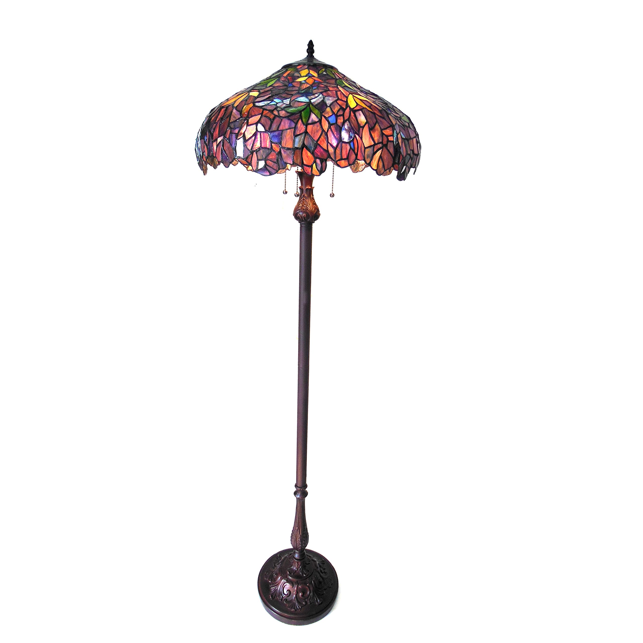 Tiffany-Style 3-Light Wisteria Floor Lamp with 20