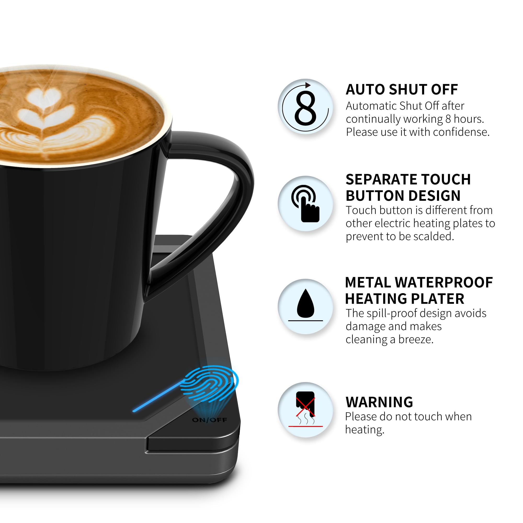 USB Coffee Mug Warmer with Auto Shut Off - Black Desk Warmer for Home & Office Use